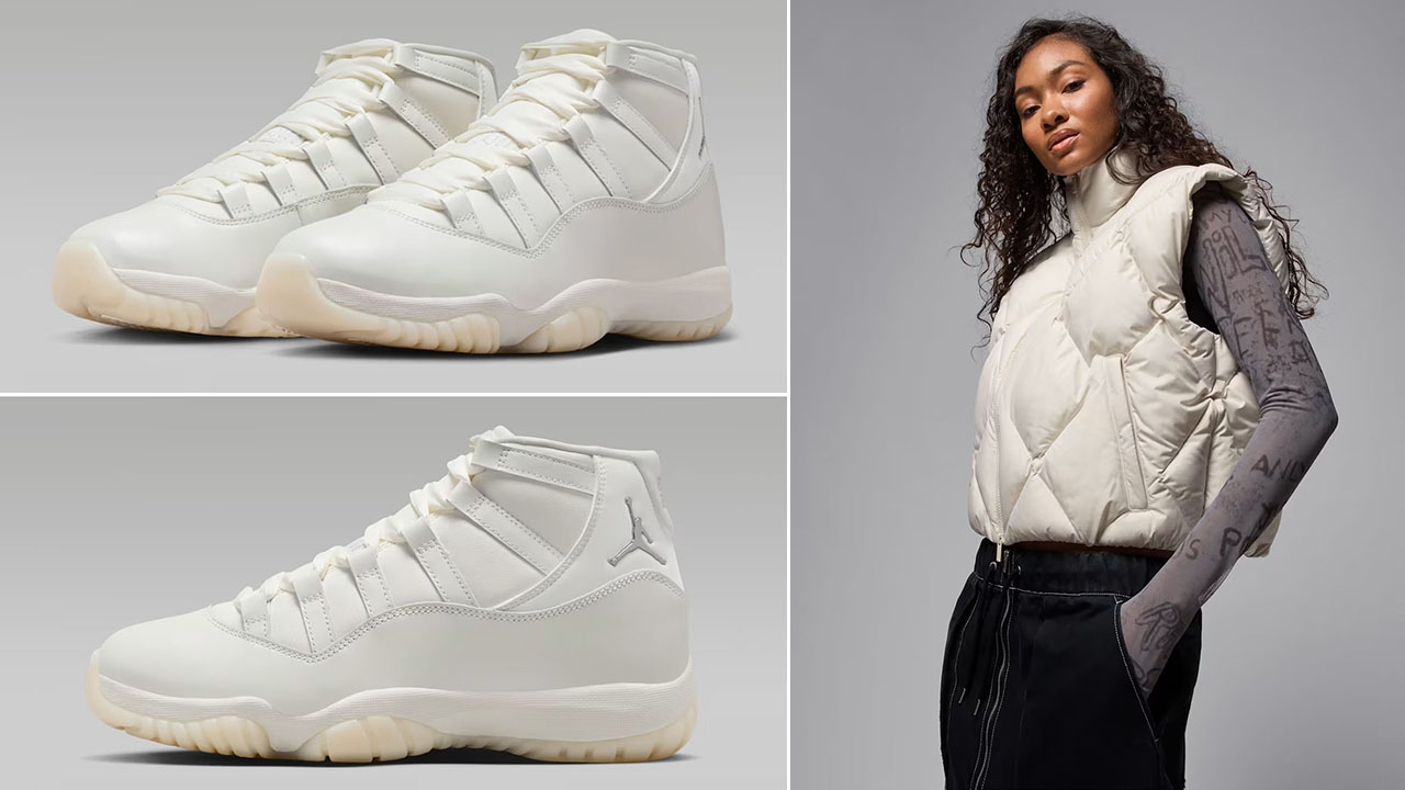 Air Jordan 11 Pearl x Jordan Brooklyn Womens Puffer Vest Outfit