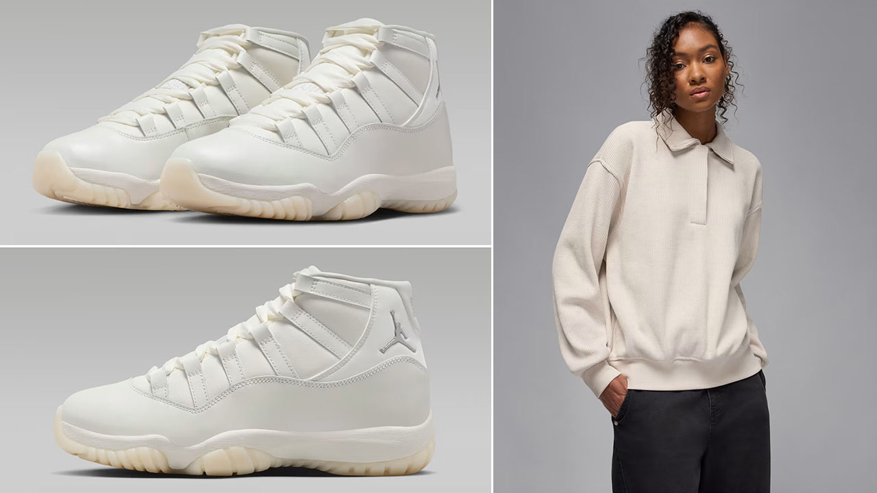 Air Jordan 11 Pearl x Jordan Flight Womens Long Sleeve Waffle Top Outfit