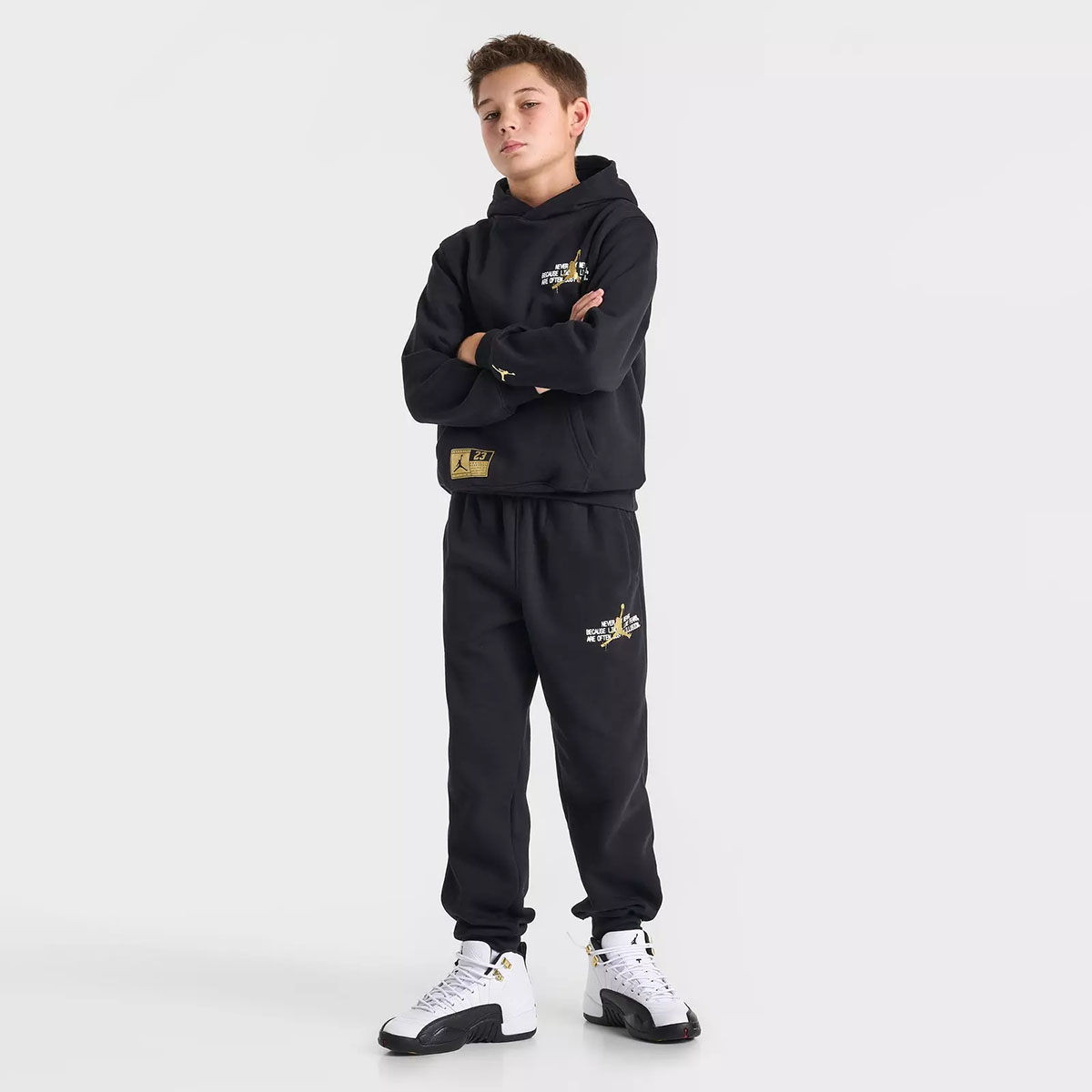 Air Jordan 12 Taxi 2025 Big Kids Hoodie and Jogger Pants Outfit