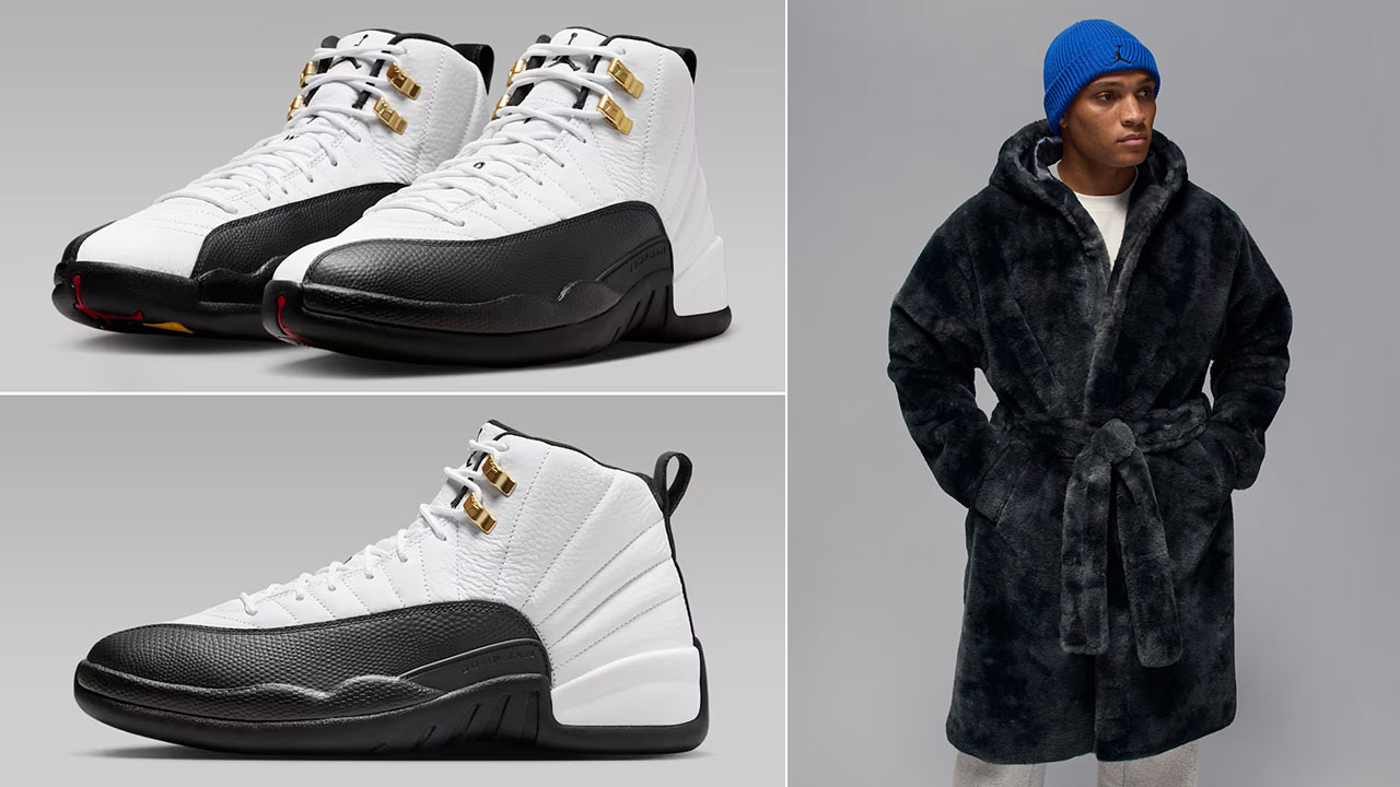 Air Jordan 12 Taxi 2025 x Jordan Brooklyn Mens Faux Fur Robe Outfit