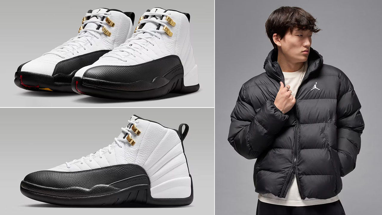 Air Jordan 12 Taxi 2025 x Jordan Brooklyn Mens Puffer Jacket Outfit