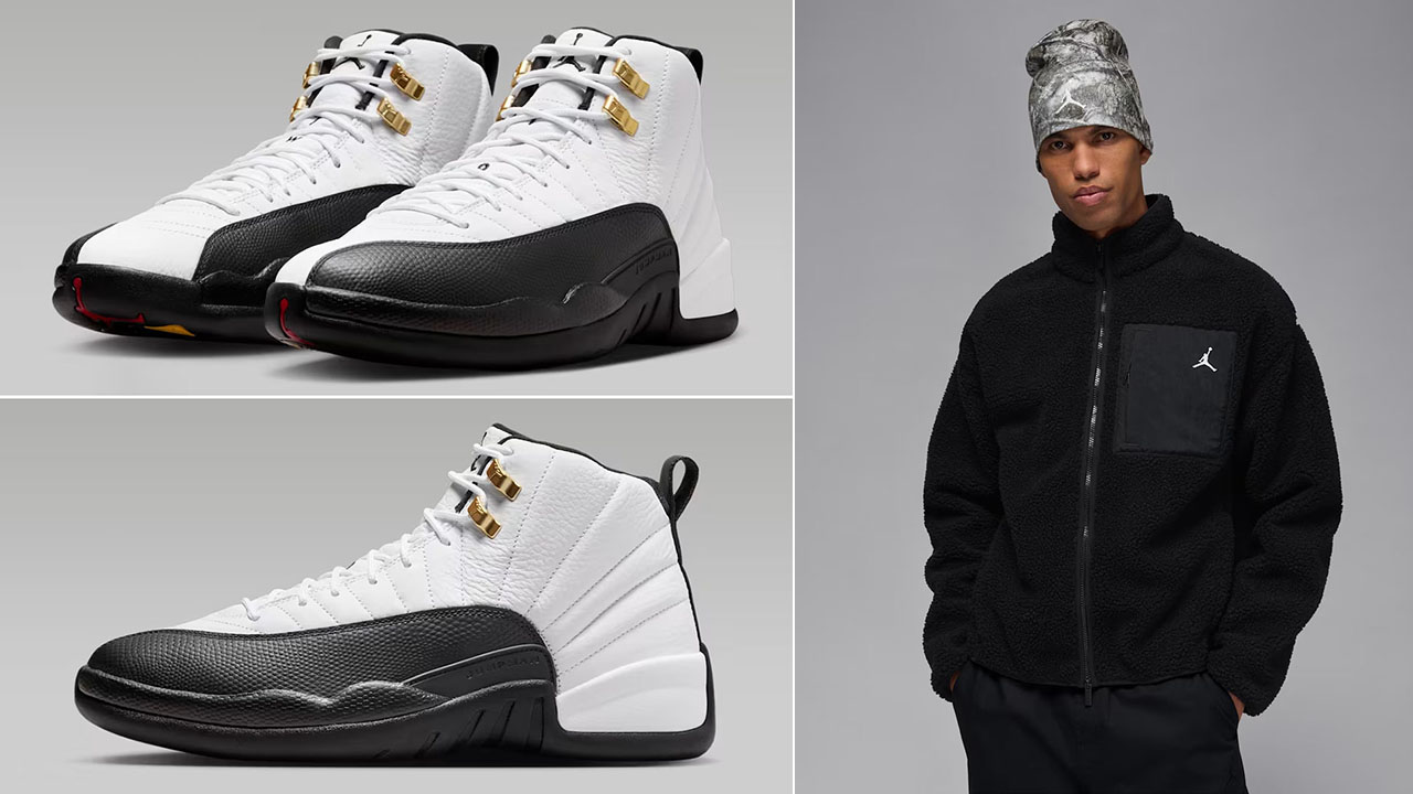 Air Jordan 12 Taxi 2025 x Jordan Flight Mens Mountainside Faux Fur Jacket Outfit