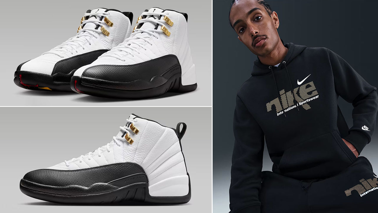 Air Jordan 12 Taxi 2025 x Nike Club Fleece Hoodie Outfit