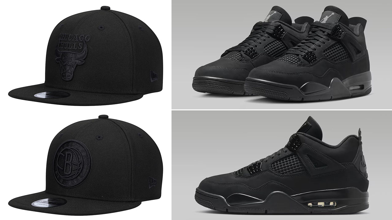 Air Jordan 4 Black Cat 2025 New Era 9FIFTY Black Snapback Hats