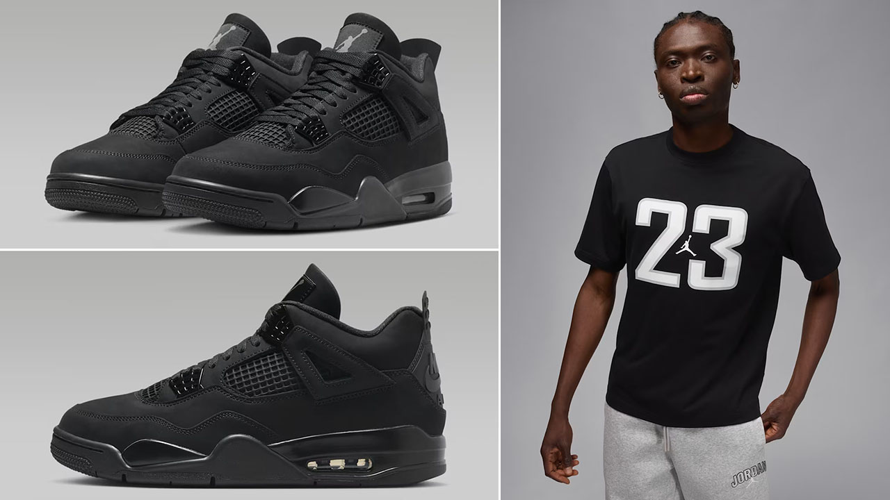 Air Jordan 4 Black Cat 2025 x Jordan Brooklyn 23 Mens T Shirt Outfit