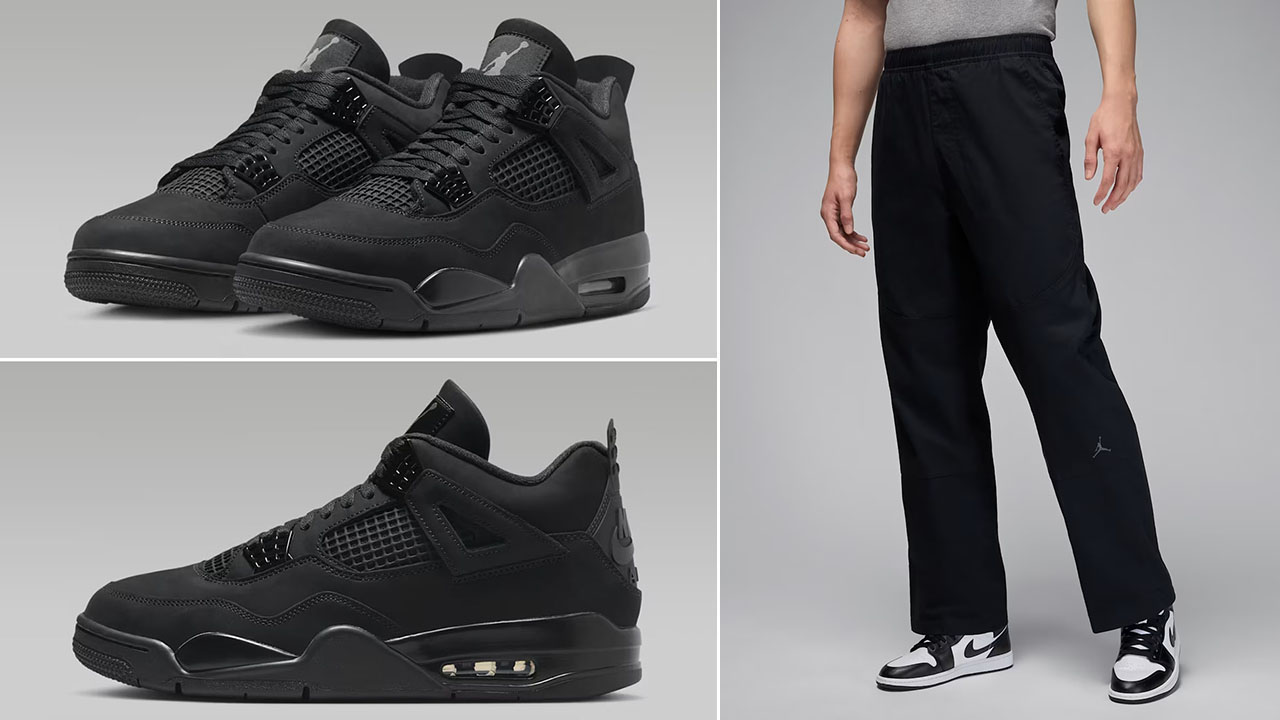 Air Jordan 4 Black Cat 2025 x Jordan Essentials Mens Woven Pants Outfit