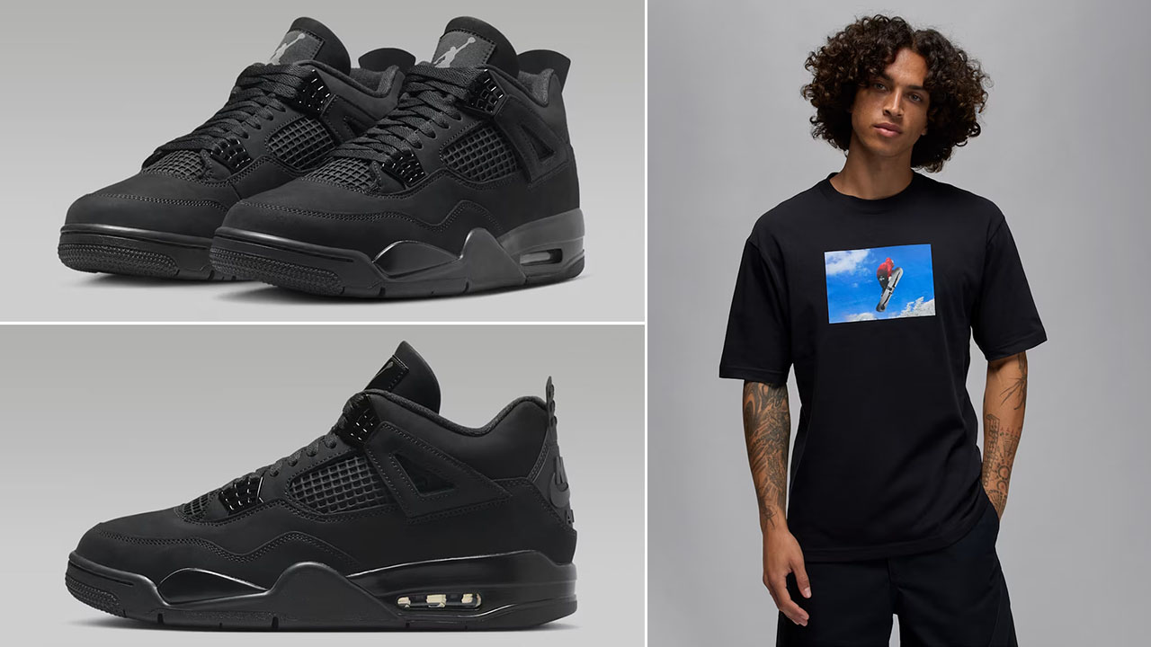 Air Jordan 4 Black Cat 2025 x Jordan Flight Mountainside Mens T Shirt Outfit