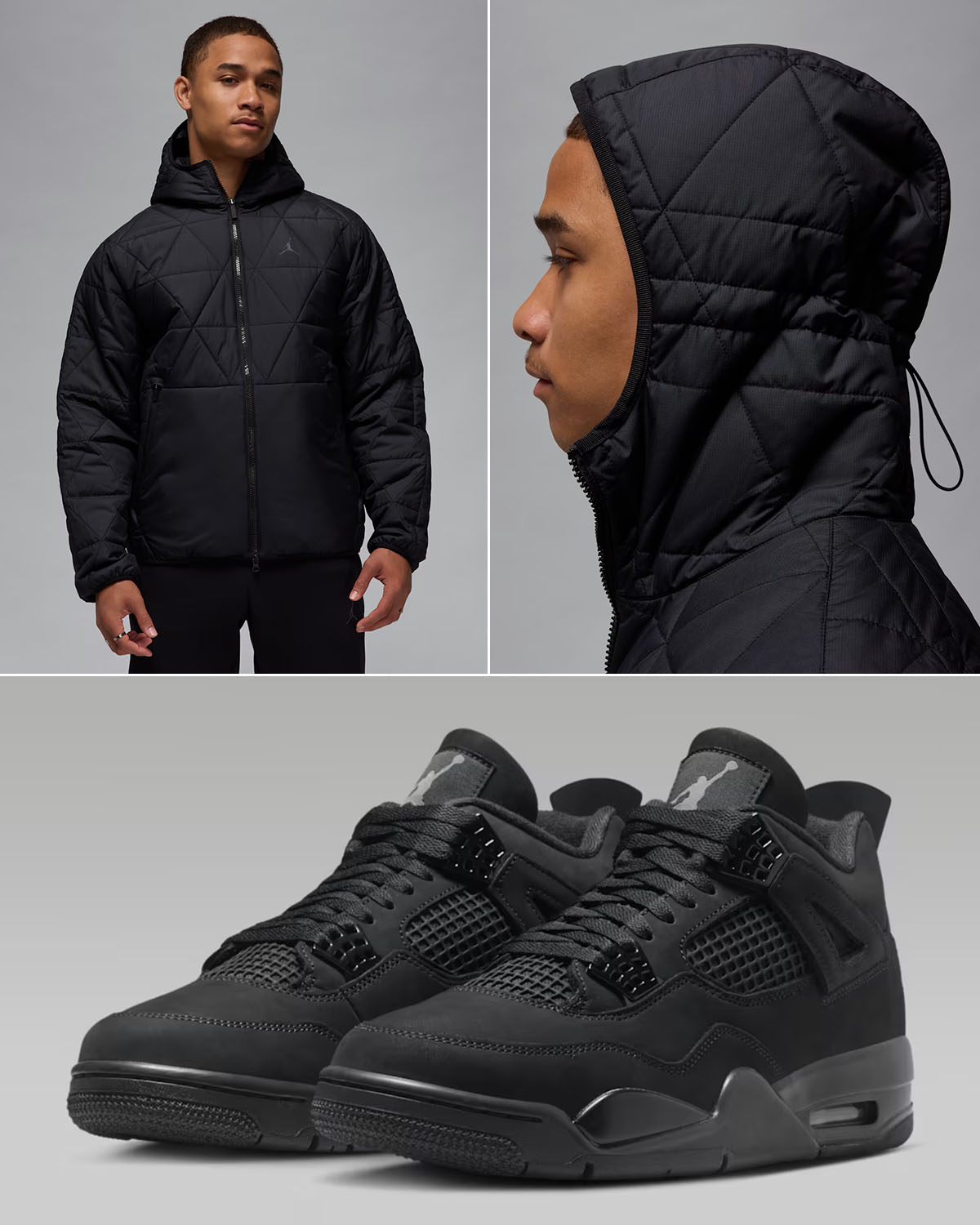 Air Jordan 4 Black Cat 2025 x Jordan Sport Mens Therma Fit Black Jacket