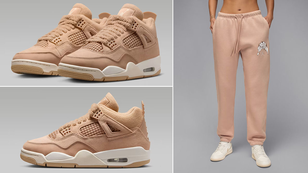 Air Jordan 4 Cozy Girl Hemp Shoes x Jordan Brooklyn Fleece Womens Realtree Pants Outfit