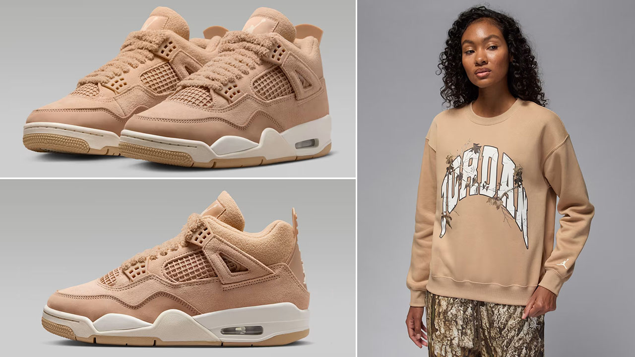 Air Jordan 4 Cozy Girl Hemp Shoes x Jordan Brooklyn Fleece Womens Realtree Sweatshirt Outfit