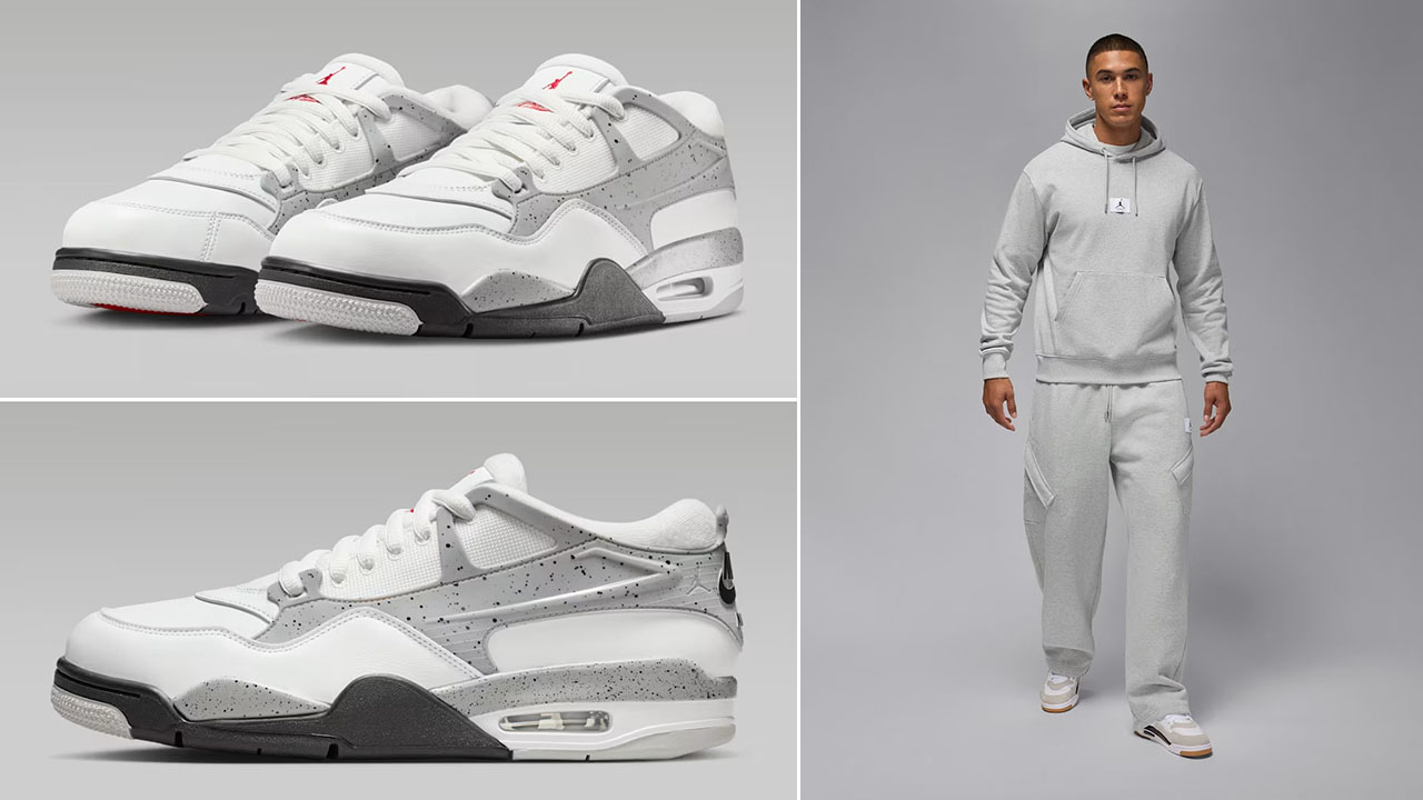 Air Jordan 4 RM White Cement Hoodie and Pants Outfit