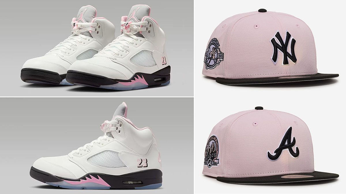Air Jordan 5 Medium Soft Pink 35th Anniversary Shoes x New Era Fitted Hats 59FIFTY Caps