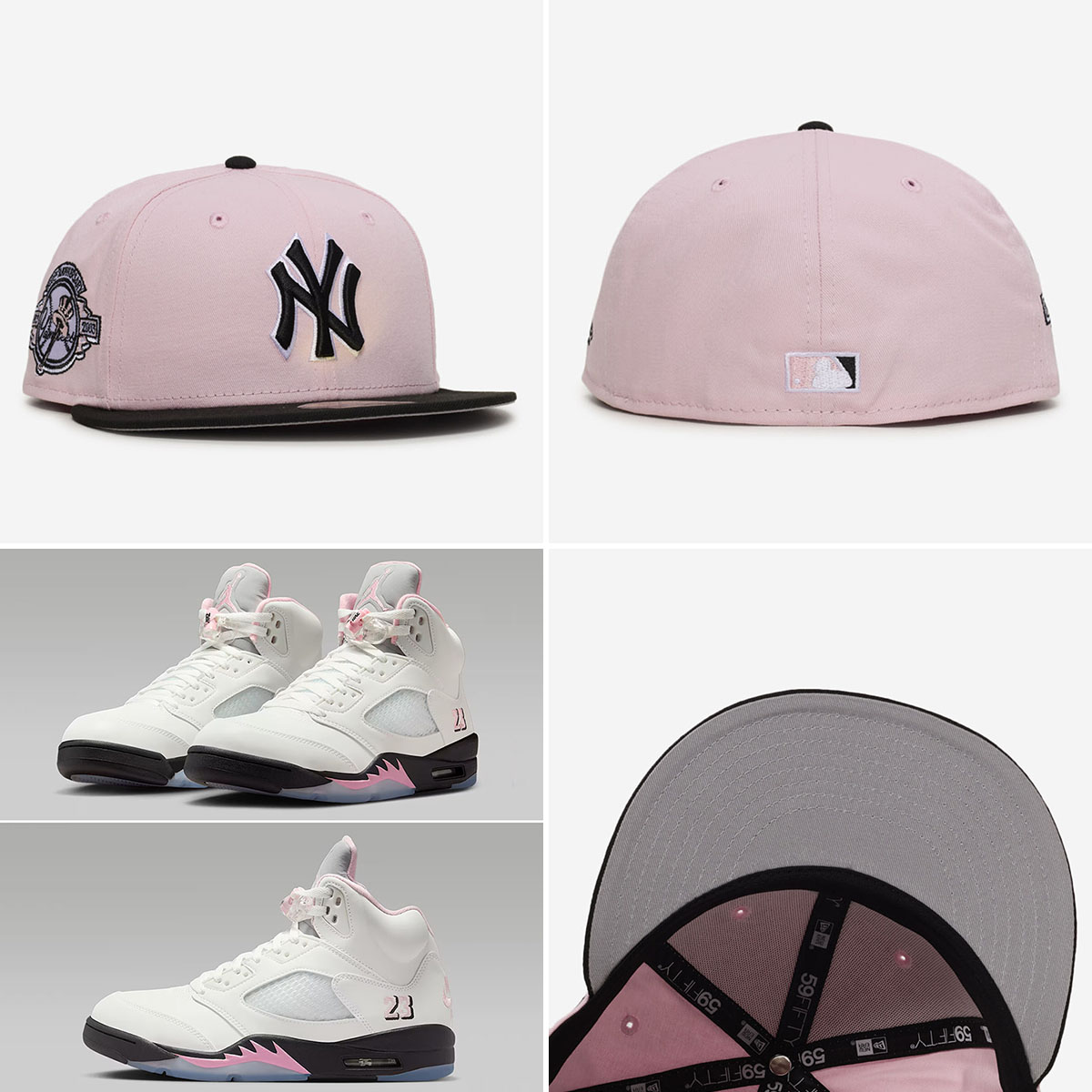 Air Jordan 5 Medium Soft Pink New Era Yankees 59FIFTY Fitted Hat