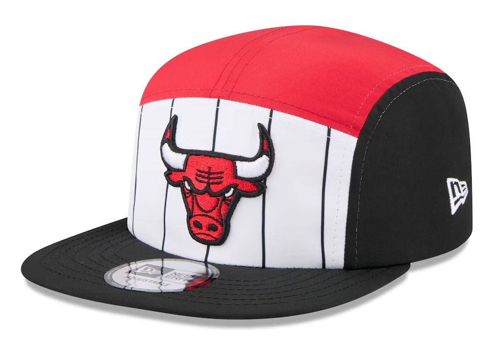 Chicago Bulls New Era 2025 NBA Tip Off Camper Adjustable Hat White Black Red 2