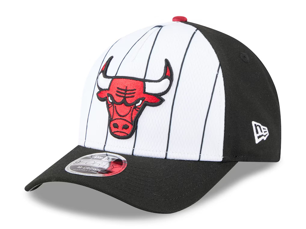 Chicago Bulls New Era 2025 NBA Tip Off M Crown A Frame 9FORTY Adjustable Hat White Black Red 2