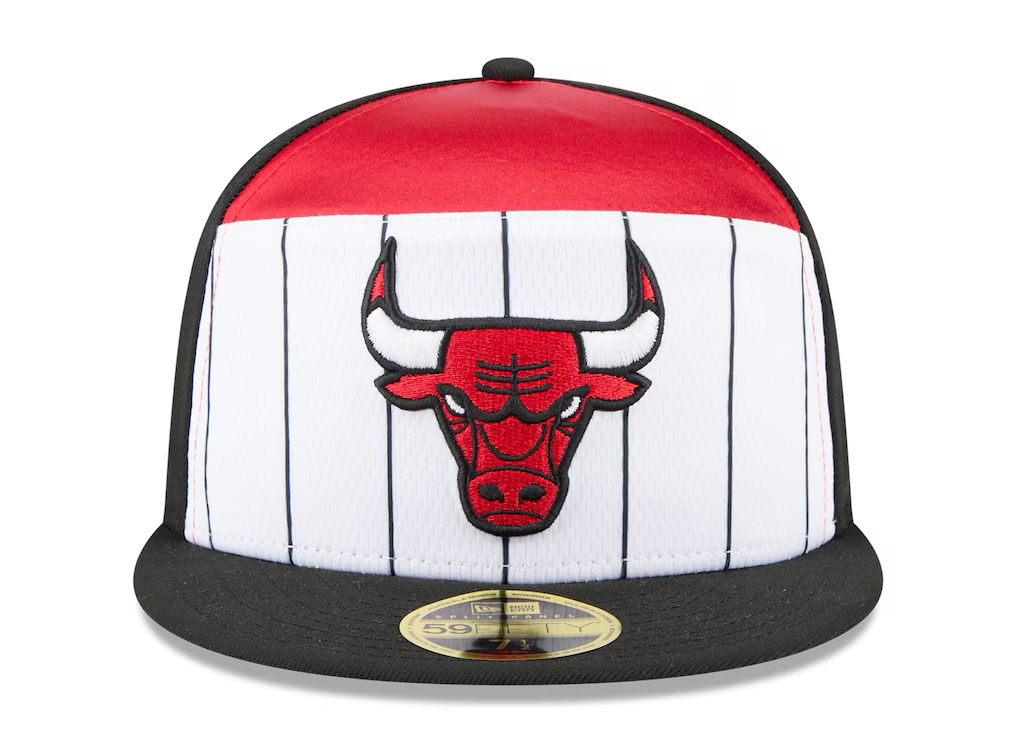 Chicago Bulls New Era 2025 NBA Tip Off Split Panel 59FIFTY Fitted Hat White Black Red 3