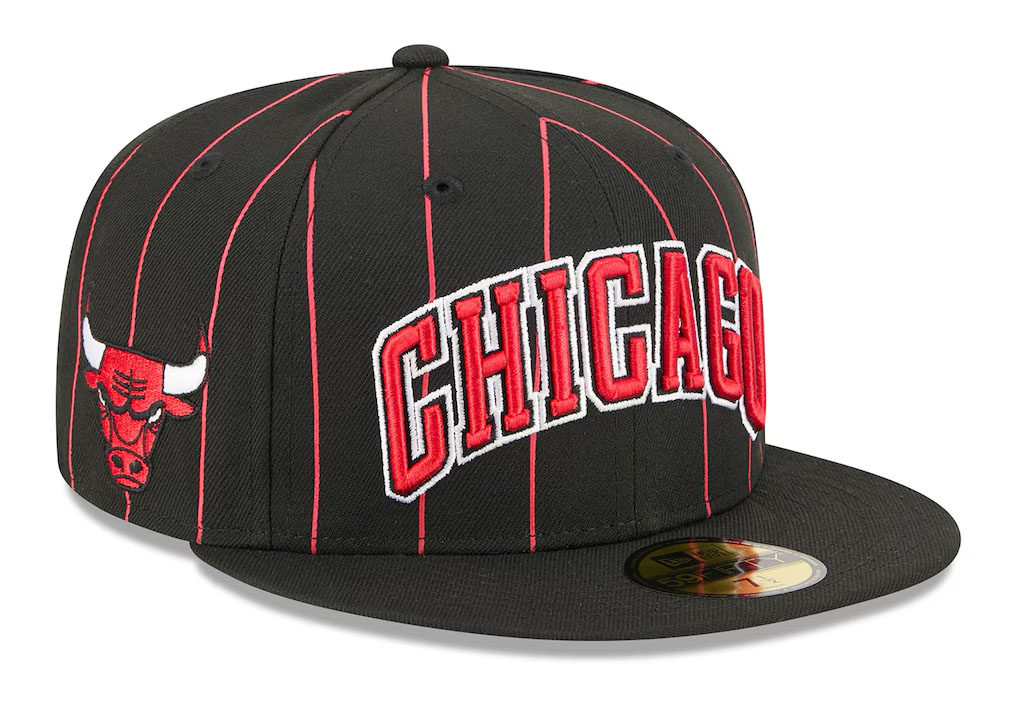 Chicago Bulls New Era Jersey Hook Statement Edition 59FIFTY Fitted Hat Black Red 1