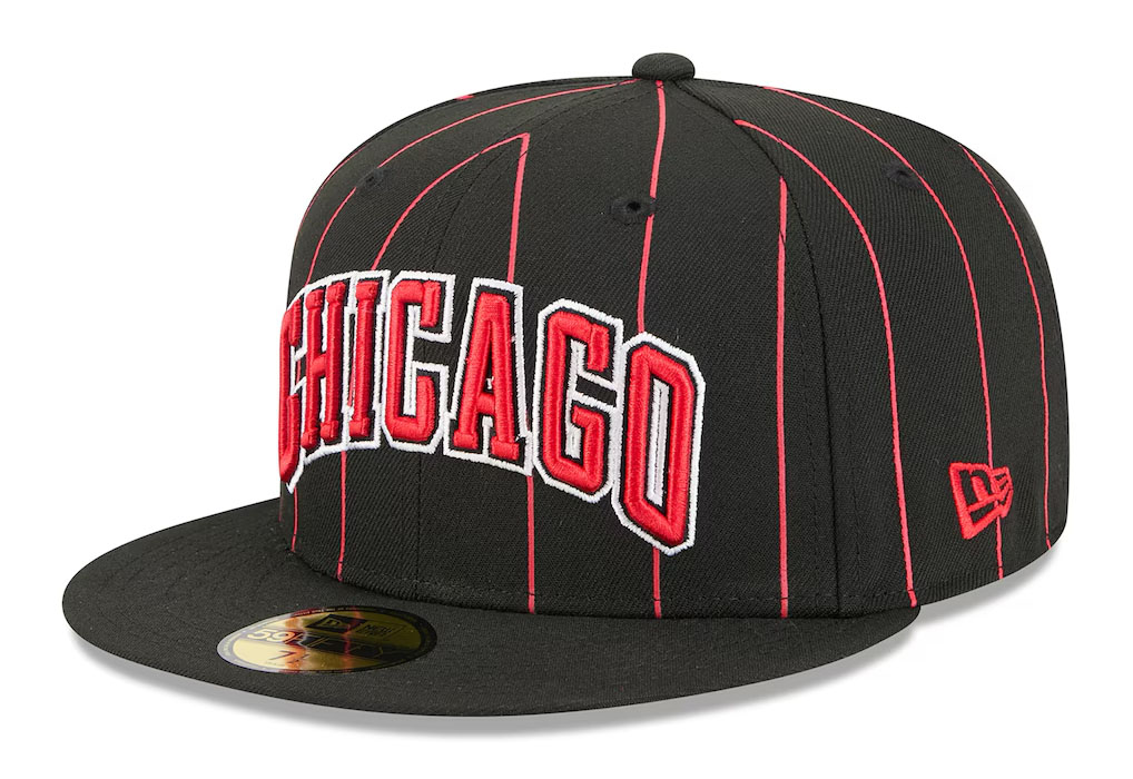 Chicago Bulls New Era Jersey Hook Statement Edition 59FIFTY Fitted Hat Black Red 2