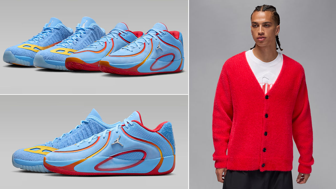 Jayson Tatum x Jordan World Tour Pack Welcome to St Louis Sneakers x Jordan Tatum Cardigan Sweater Outfit