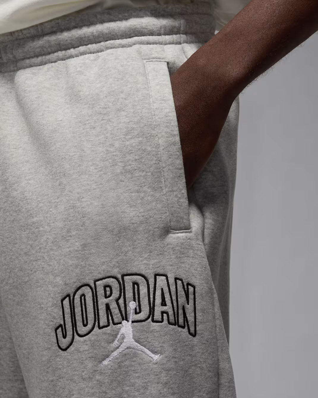 Jordan Brooklyn Fleece Mens Oversized Graphic Pants Grey Heather 2