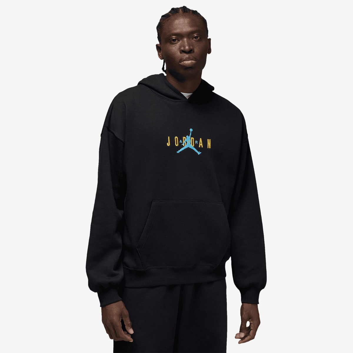 Jordan Brooklyn Fleece Mens Oversized Hoodie Black Gamma Blue 1