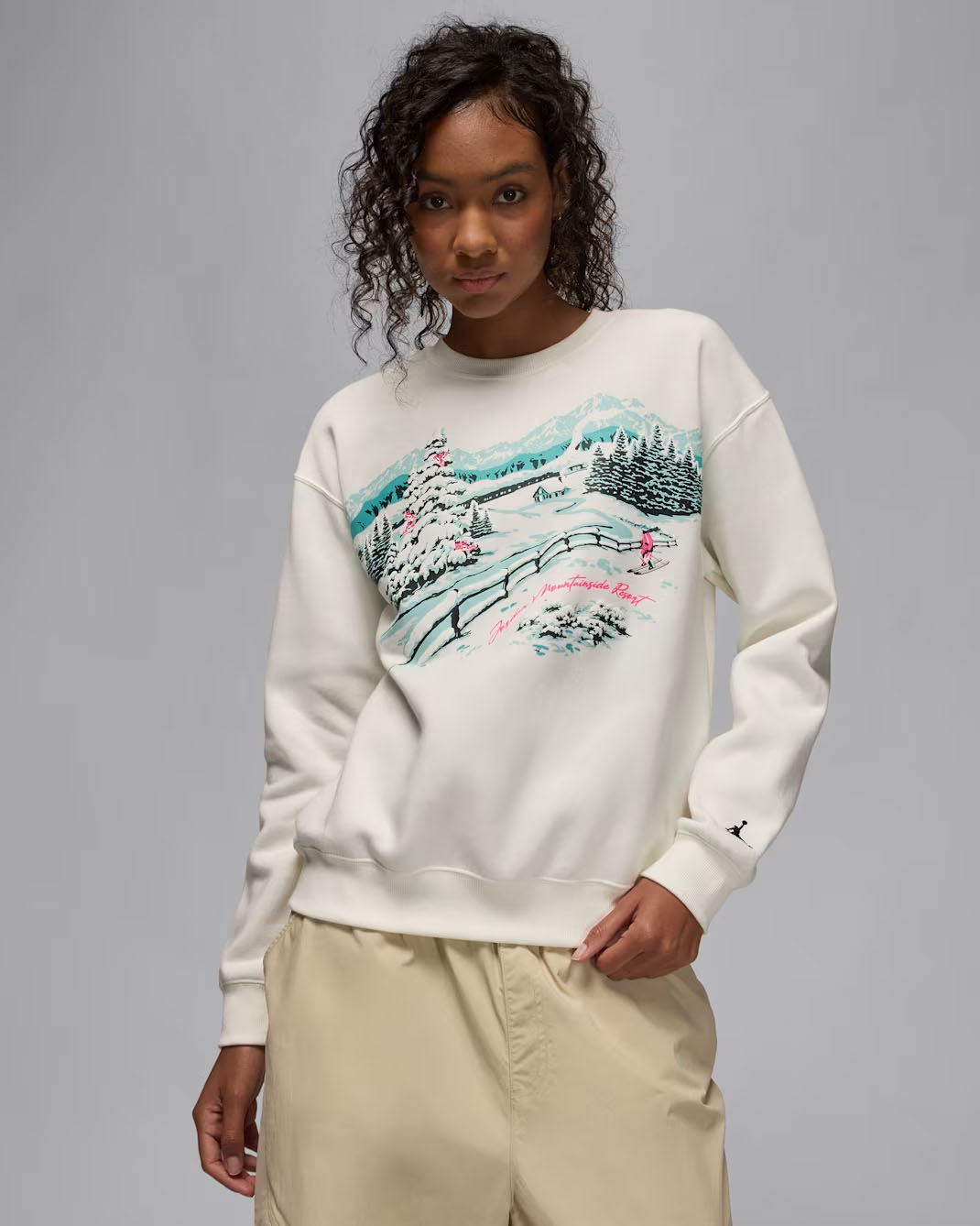 Jordan Brooklyn Fleece Womens Holiday 2025 Mountainside Sail Crew Neck Sweatshirt 1