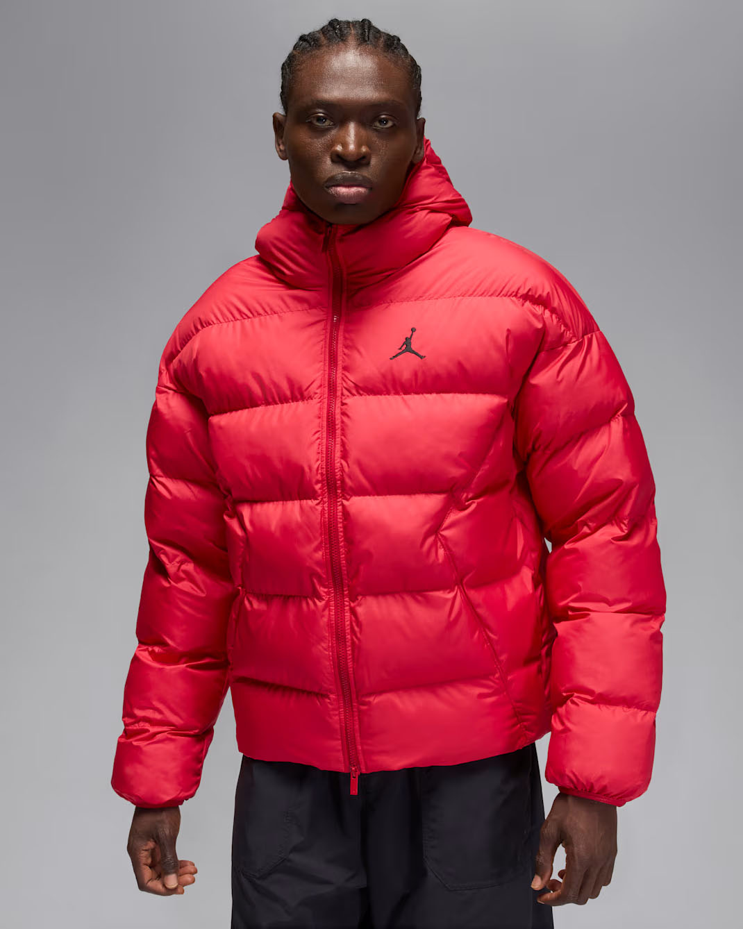 Jordan Brooklyn Mens Therma Fit Puffer Jacket Gym Red Black 1