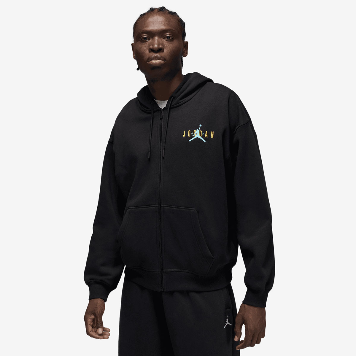 Jordan Brooklyn Oversized Full Zip Hoodie Black Gamma Blue 1