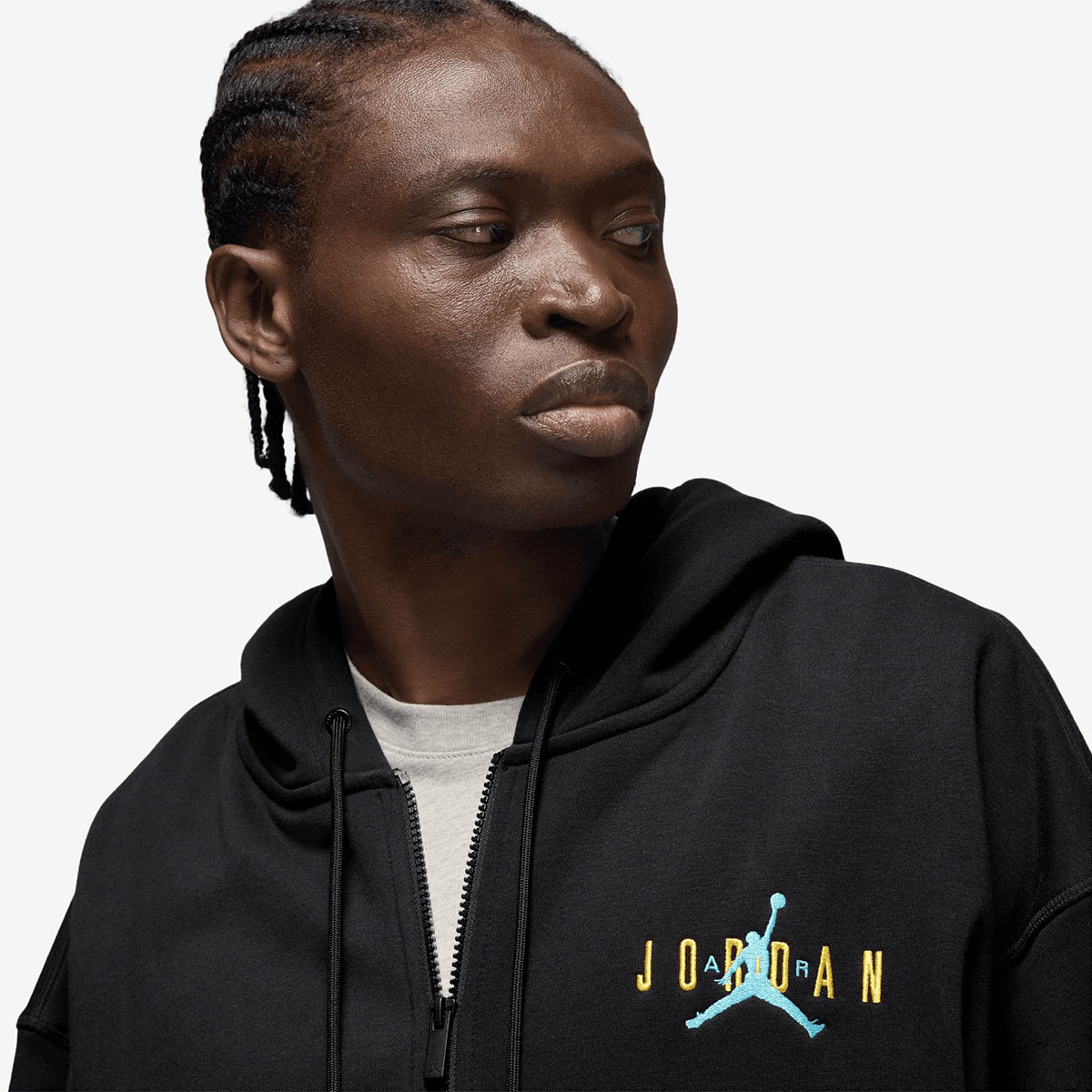 Jordan Brooklyn Oversized Full Zip Hoodie Black Gamma Blue 2