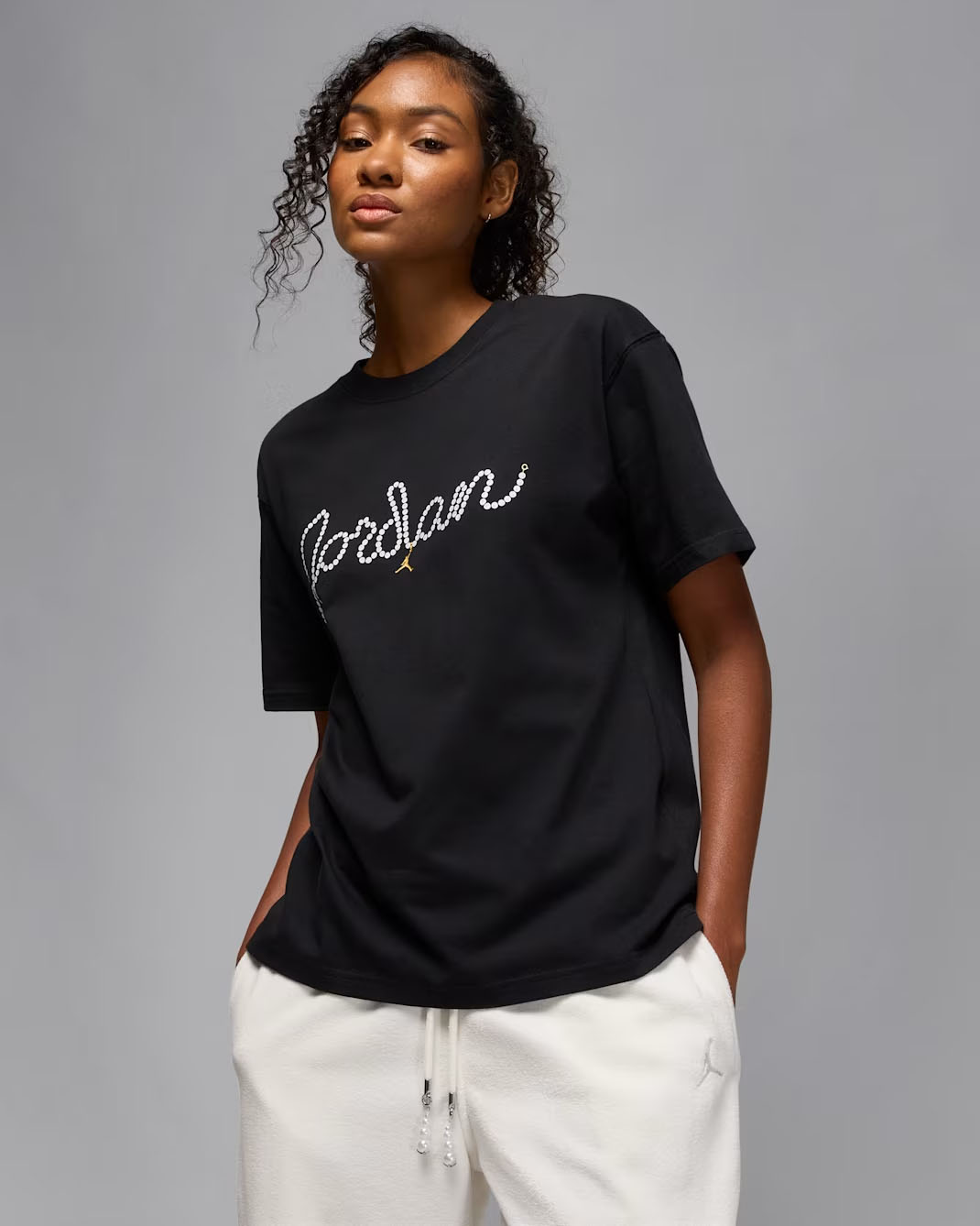 Jordan Brooklyn Womens T Shirt Black White Gold 1