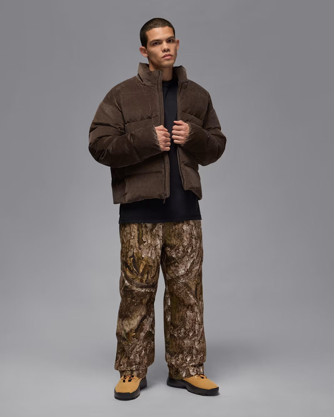 Jordan Flight Mens Down Puffer Jacket Baroque Brown Outfit