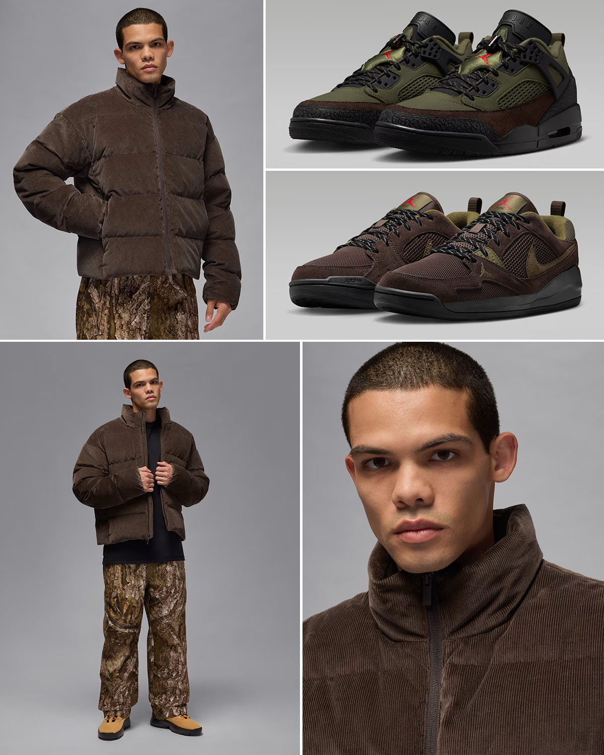 Jordan Flight Mens Down Puffer Jacket Baroque Brown and Air Jordan Shoes to Match
