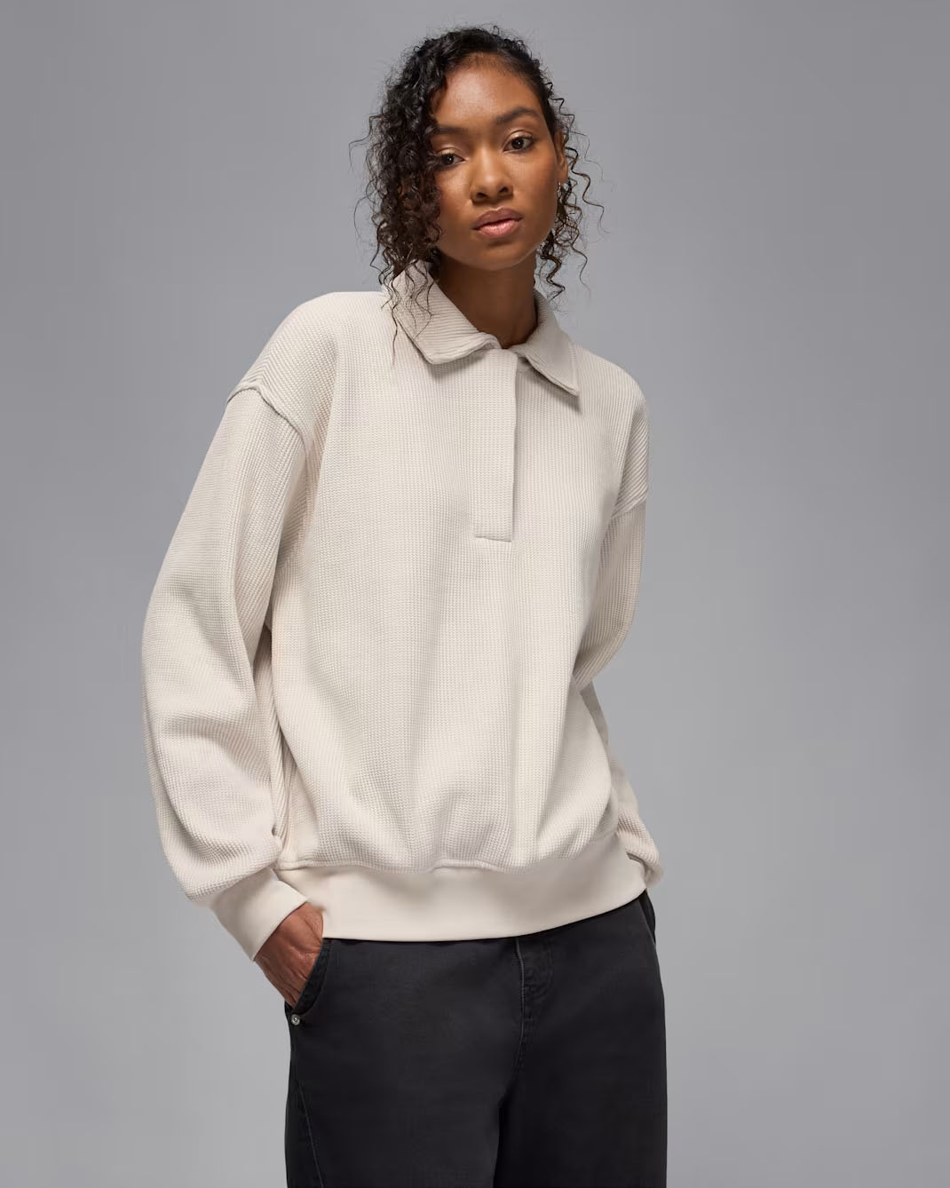 Jordan Flight Womens Long-Sleeve Waffle Top Light Orewood Brown 1