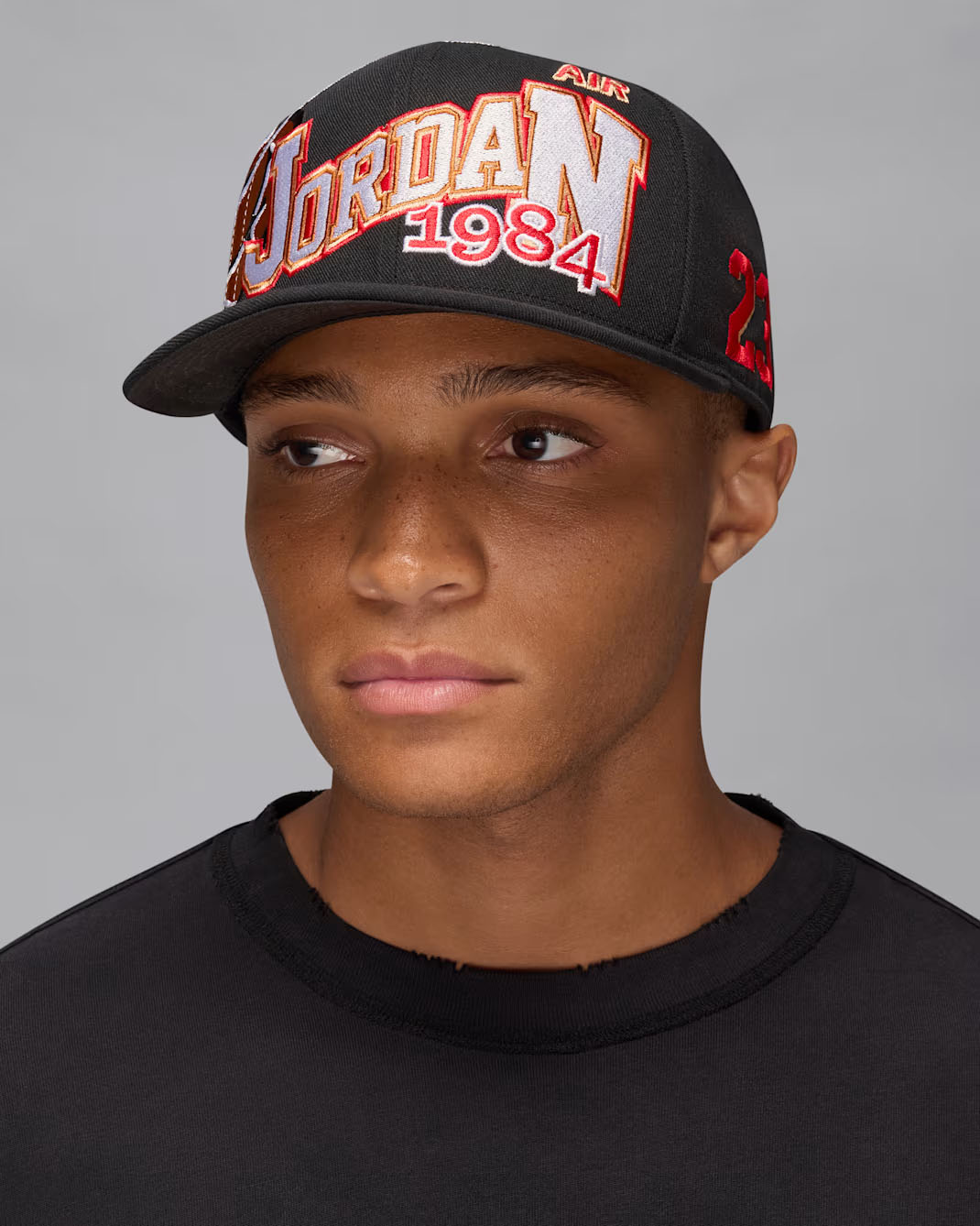 Jordan Pro Snapback Hat Black White Taxi Red 1