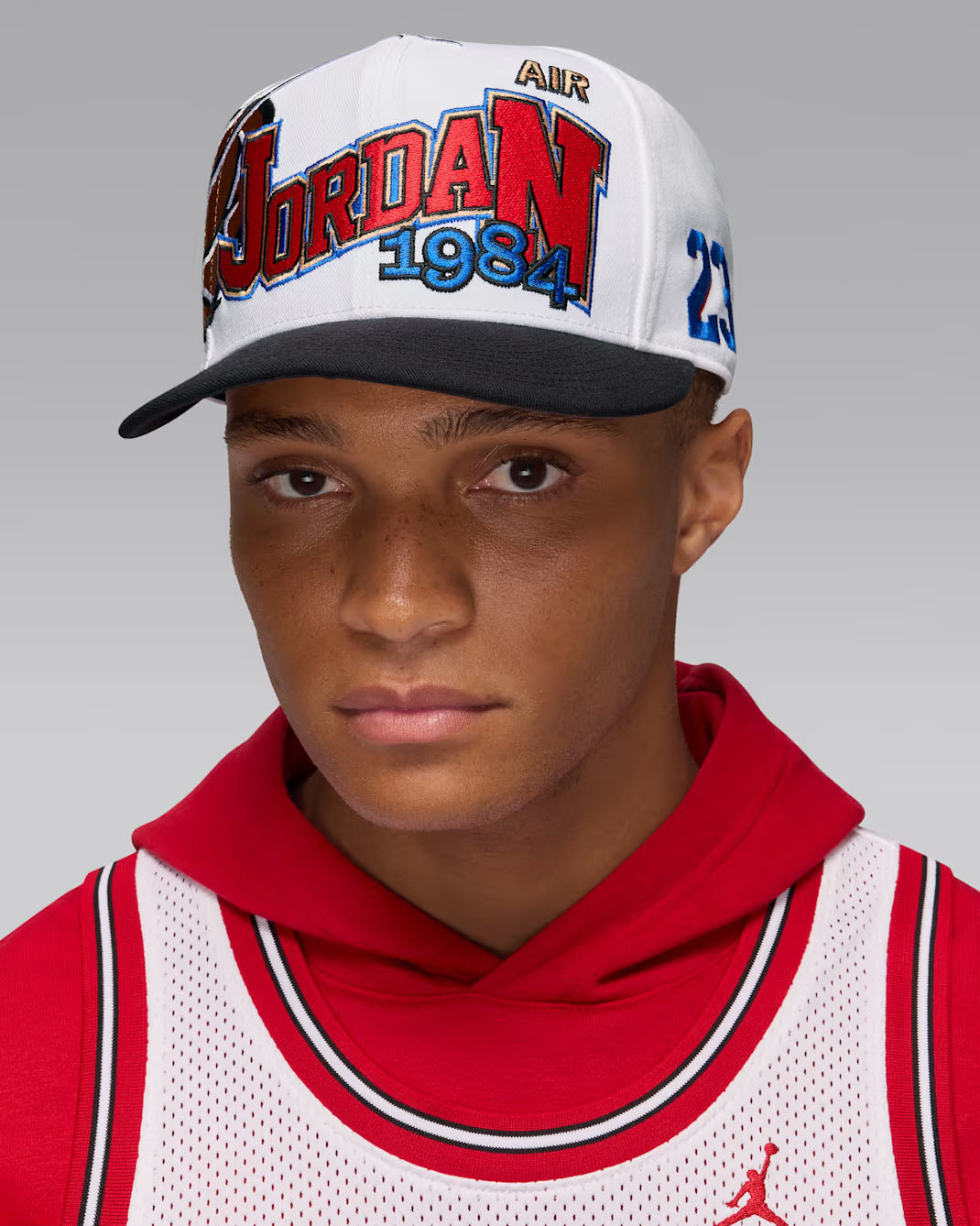 Jordan Pro Structured Snapback Hat White Black Red Blue 1