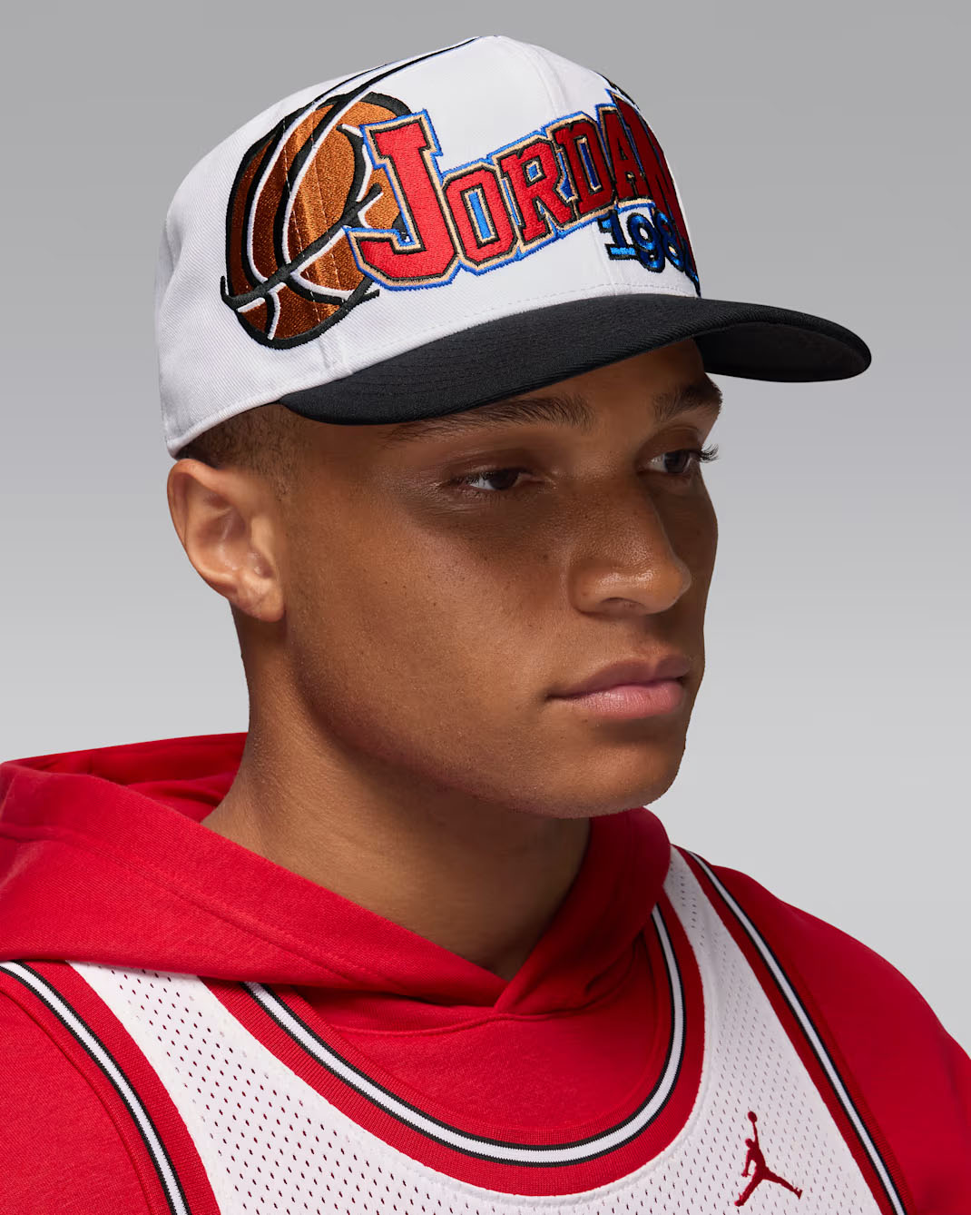 Jordan Pro Structured Snapback Hat White Black Red Blue 2
