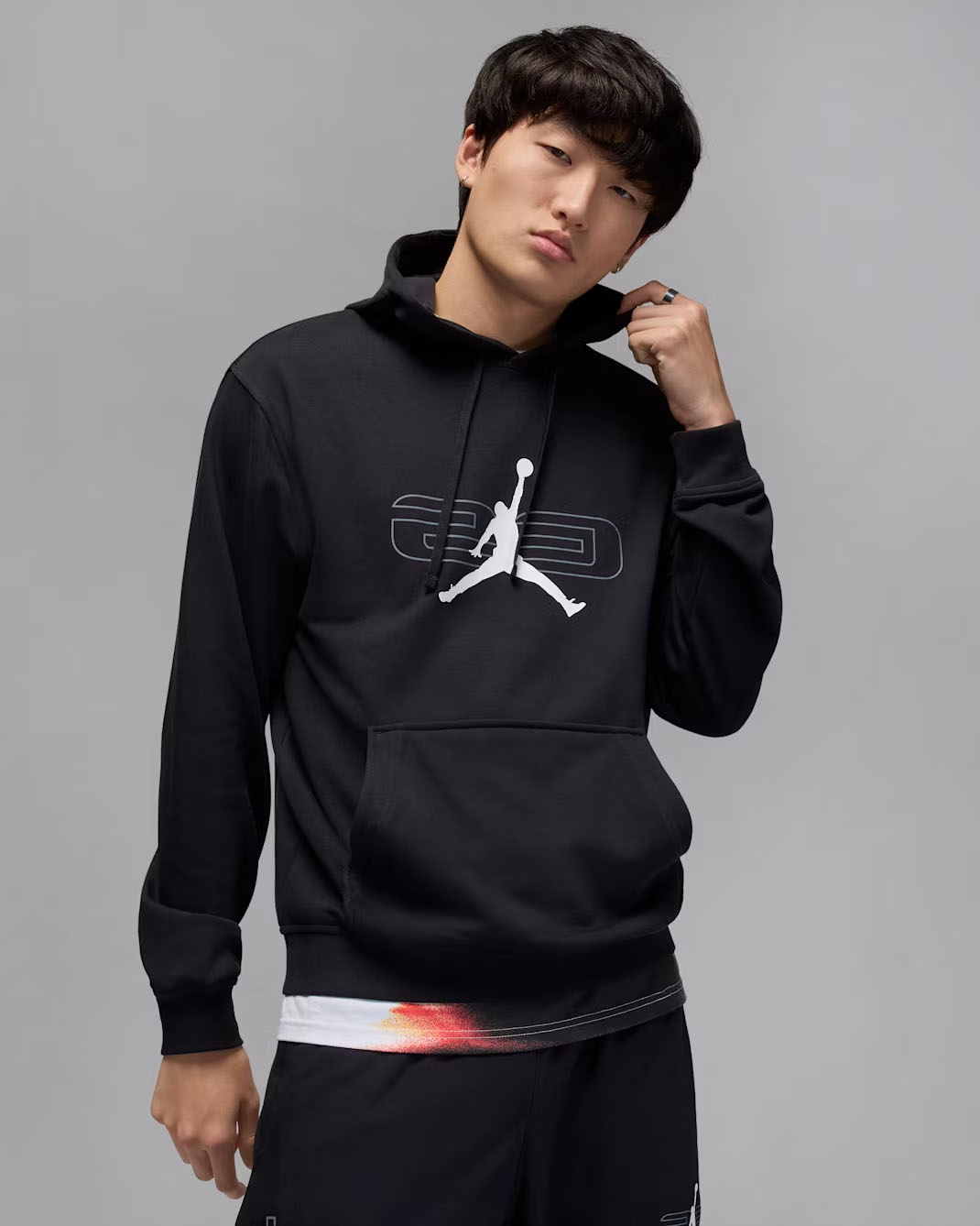 Jordan Sport Crossover Mens Pullover Hoodie Black White