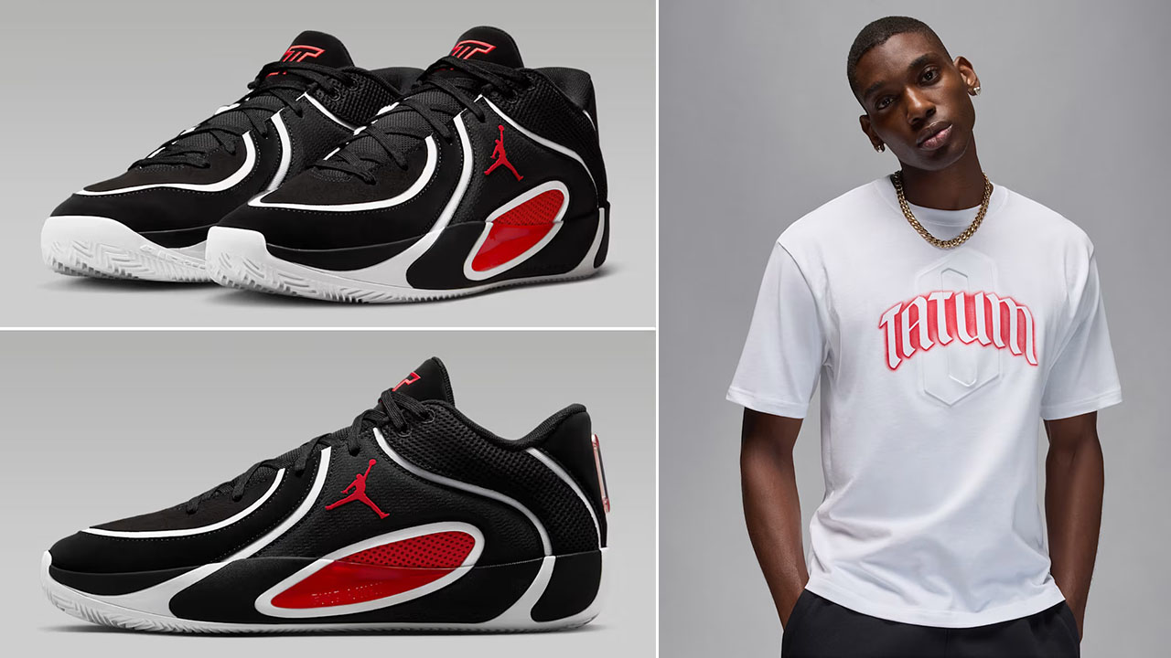 Jordan Tatum 4 Bloodline Shoes and Shirt Outfit