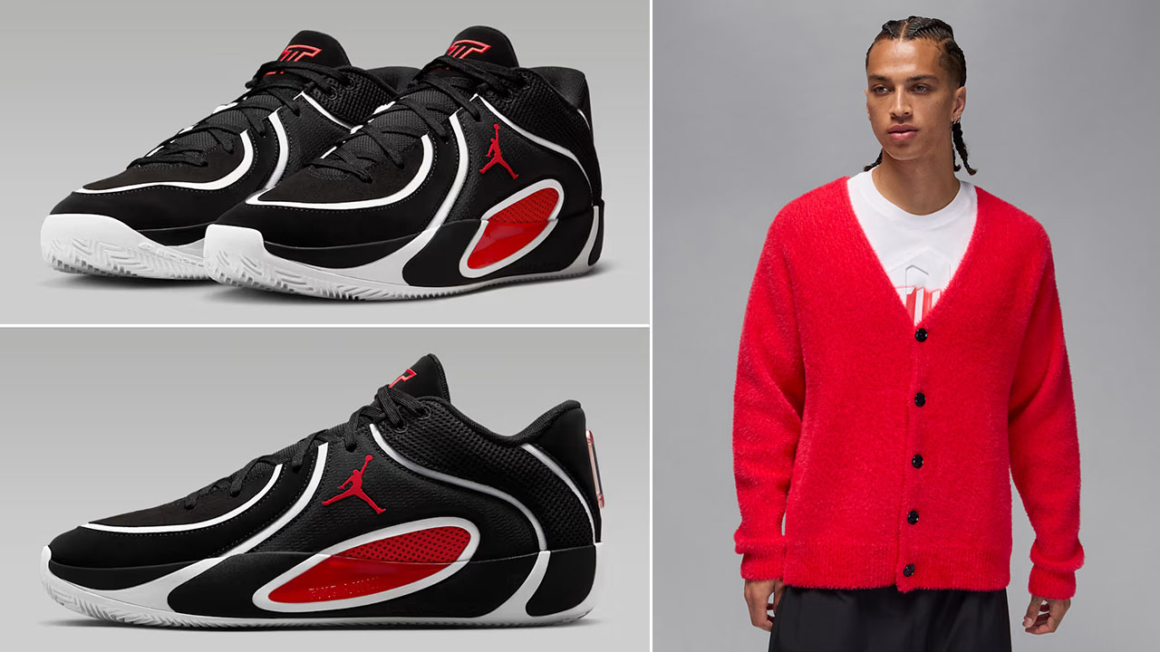Jordan Tatum 4 Bloodline Shoes x Jordan Tatum Mens Cardigan Sweater Outfit