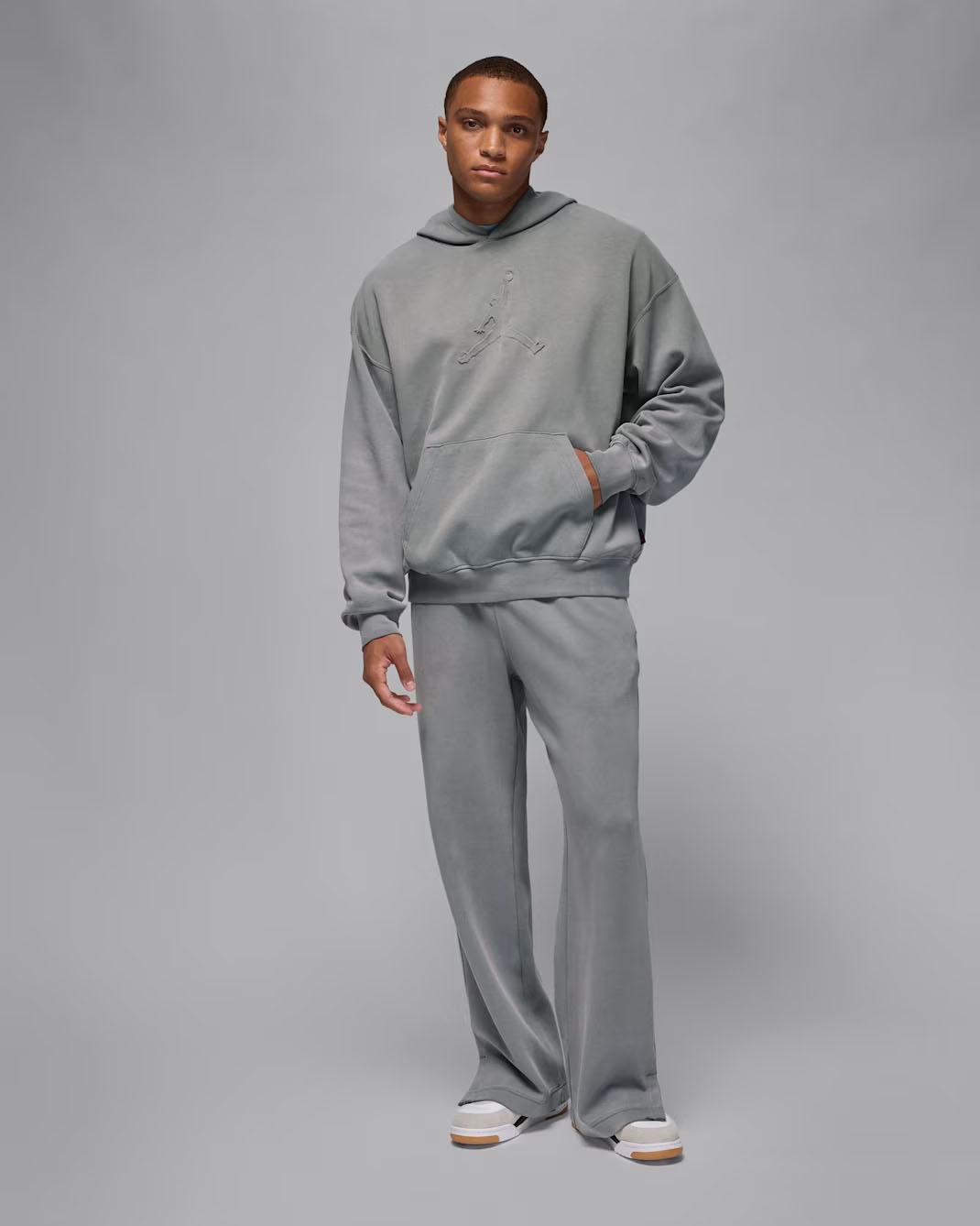 Jordan Tatum Hoop Fleece Mens Dri Fit Pullover Hoodie and Pants Smoke Grey
