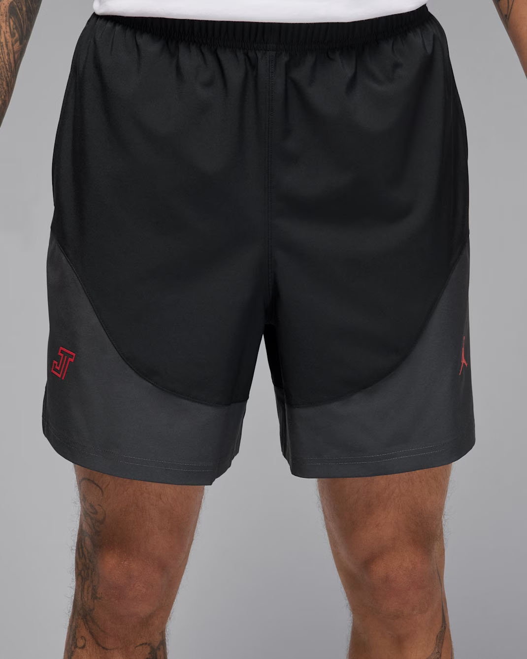 Jordan Tatum Mens Woven Basketball Shorts Black Anthracite Red 1