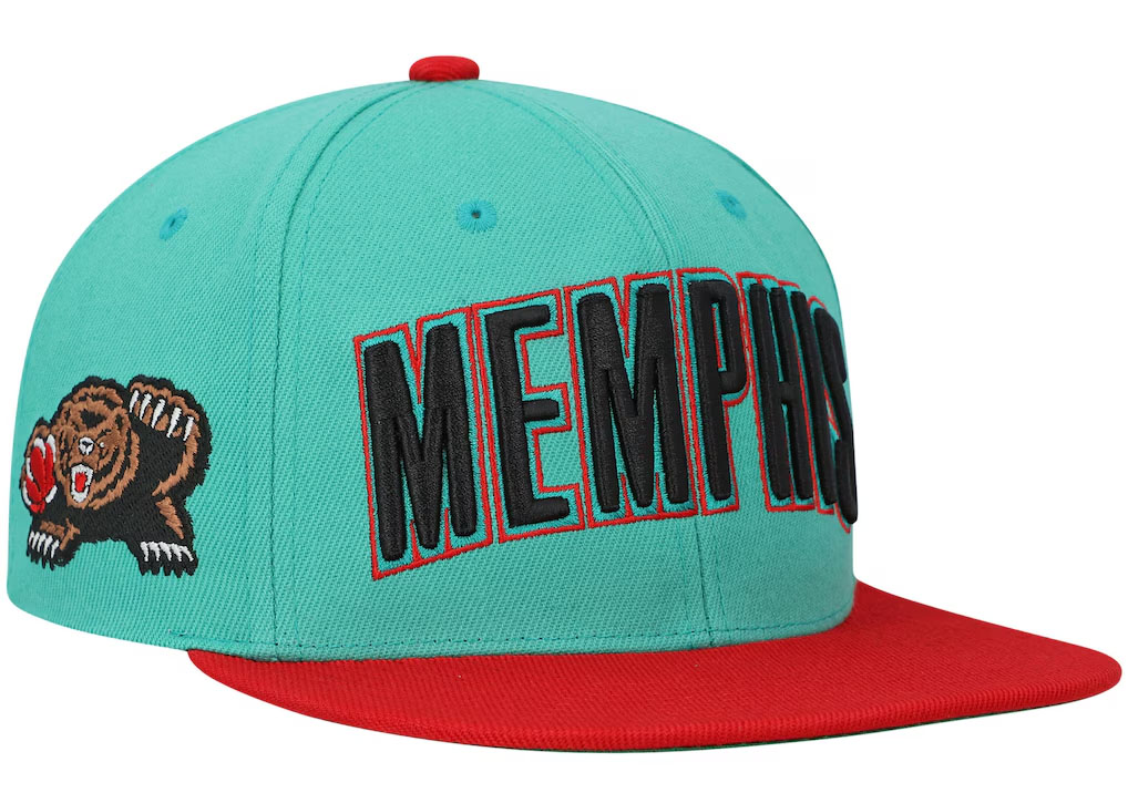 Memphis Grizzlies Mitchell and Ness Hardwood Classics Snapback Hat Teal 1