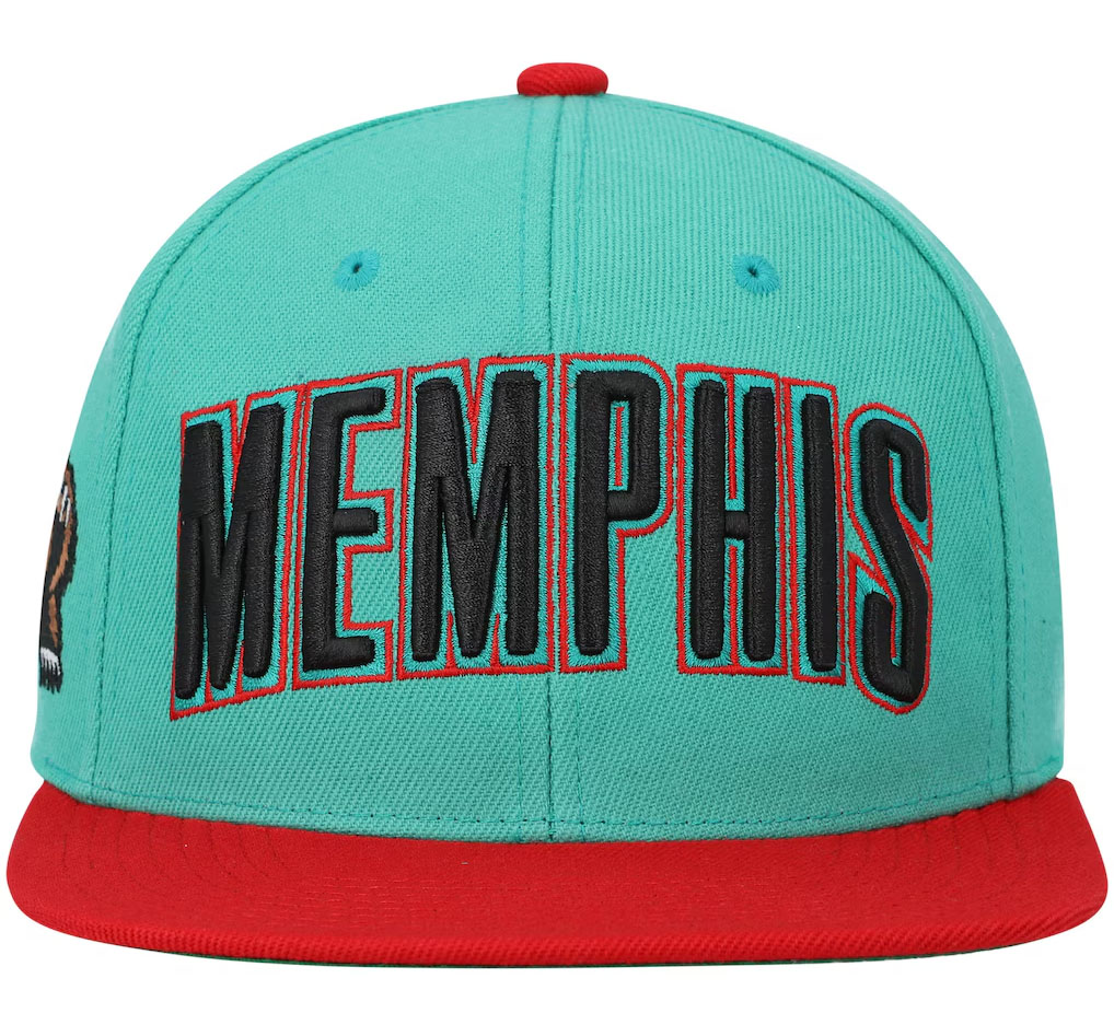 Memphis Grizzlies Mitchell and Ness Hardwood Classics Snapback Hat Teal 3
