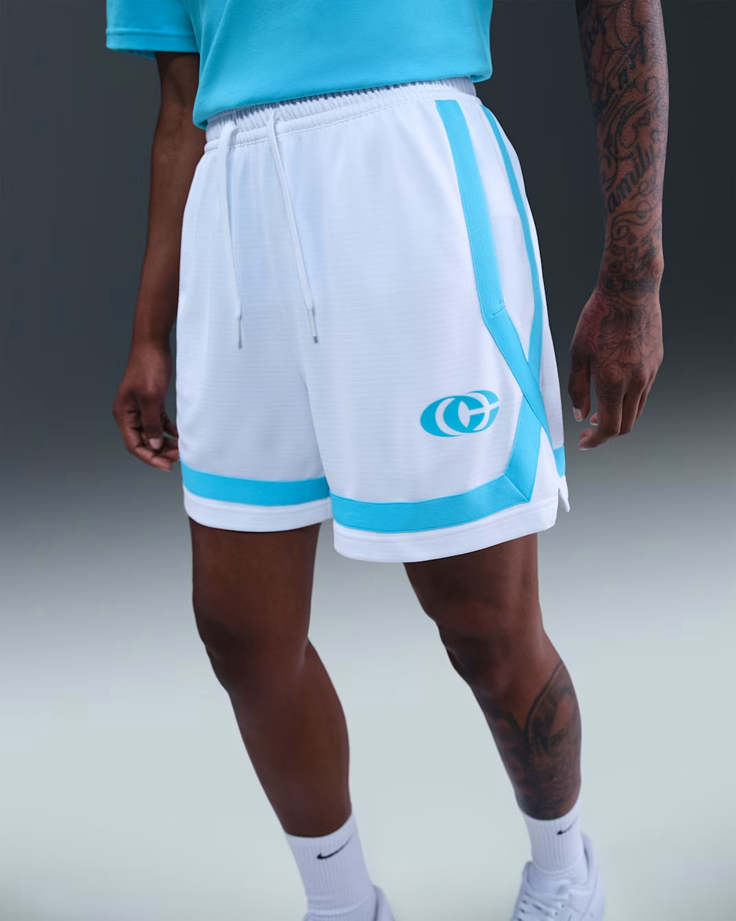 Nike Caitlin Clark Basketball Shorts White Baltic Blue