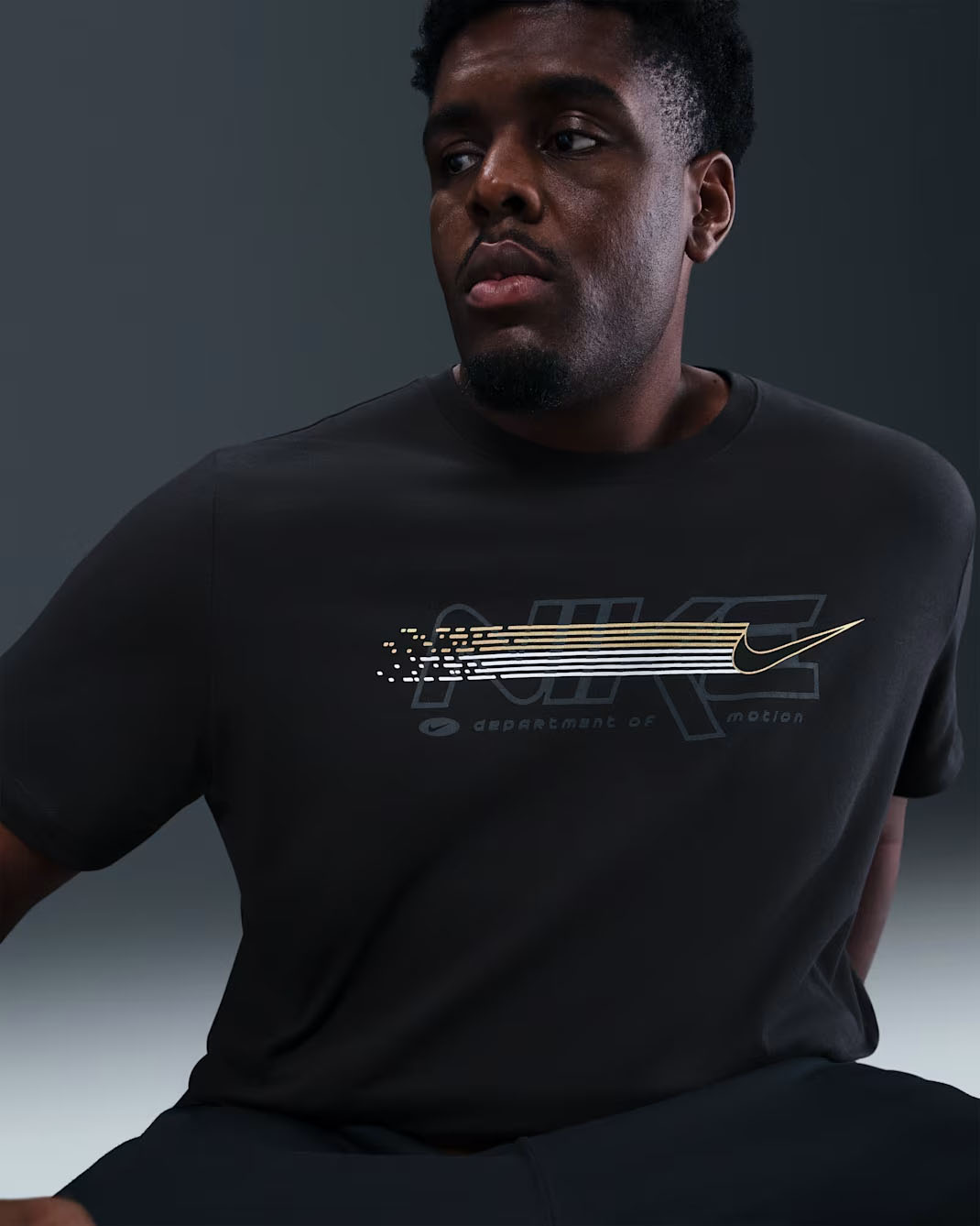 Nike Sportswear Mens T Shirt Black Metallic Gold 1