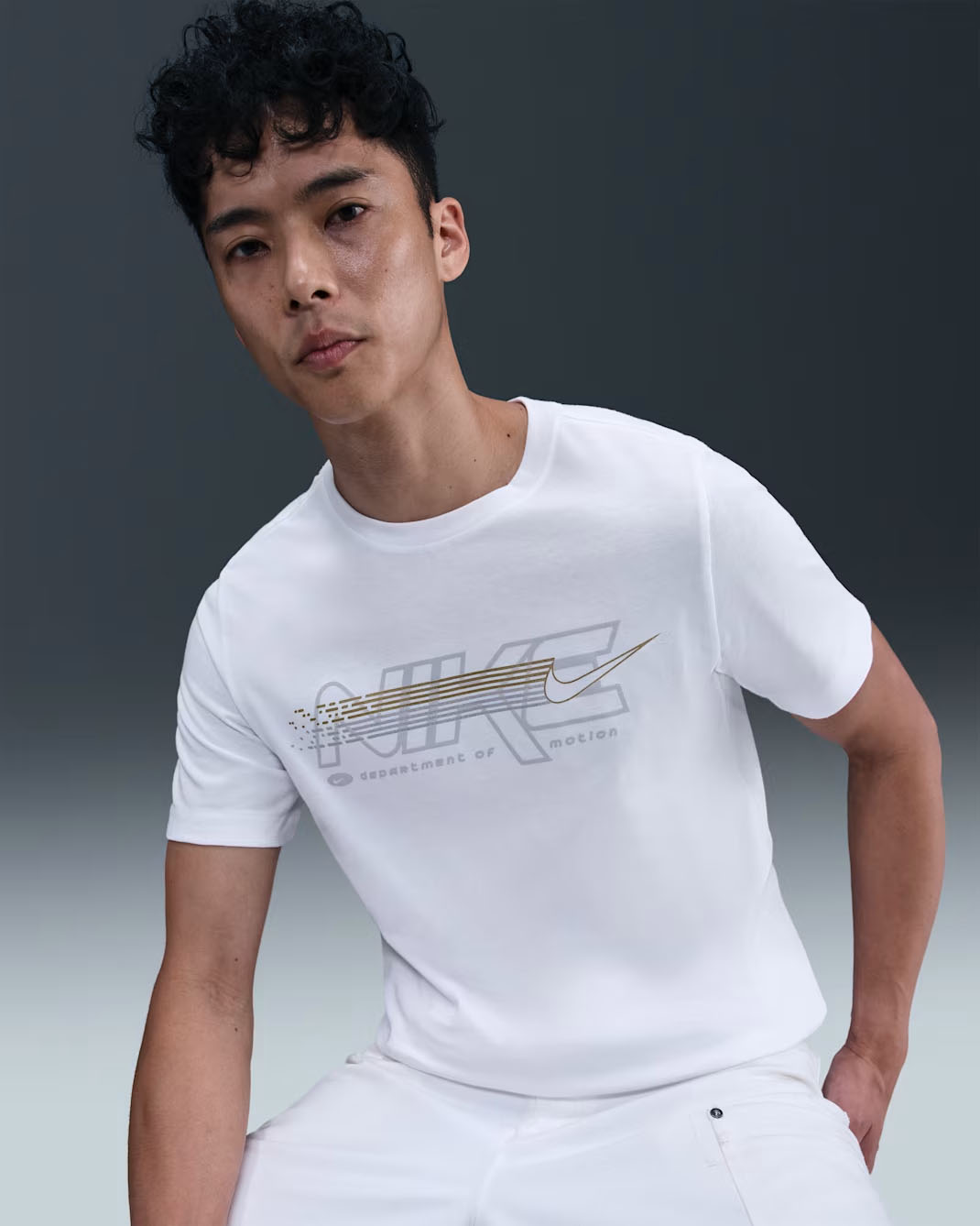Nike Sportswear Mens T Shirt White Metallic Gold 1