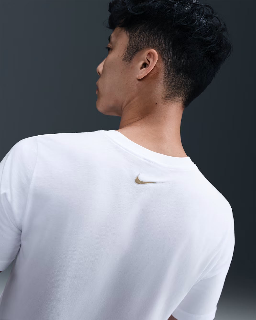 Nike Sportswear Mens T Shirt White Metallic Gold 2