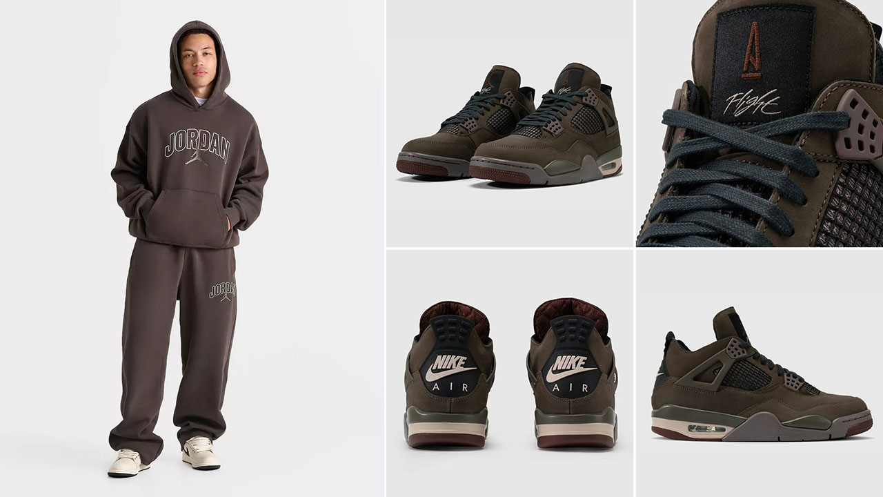 A Ma Maniere Air Jordan 4 Dark Mocha Oversized Hoodie and Fleece Pants Outfit