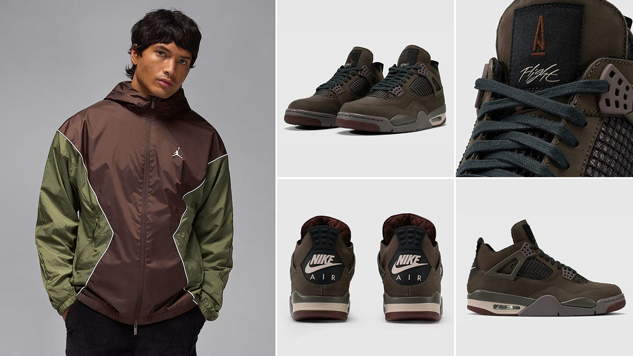 A Ma Maniere Air Jordan 4 Dark Mocha x Jordan Brooklyn Draft Jacket