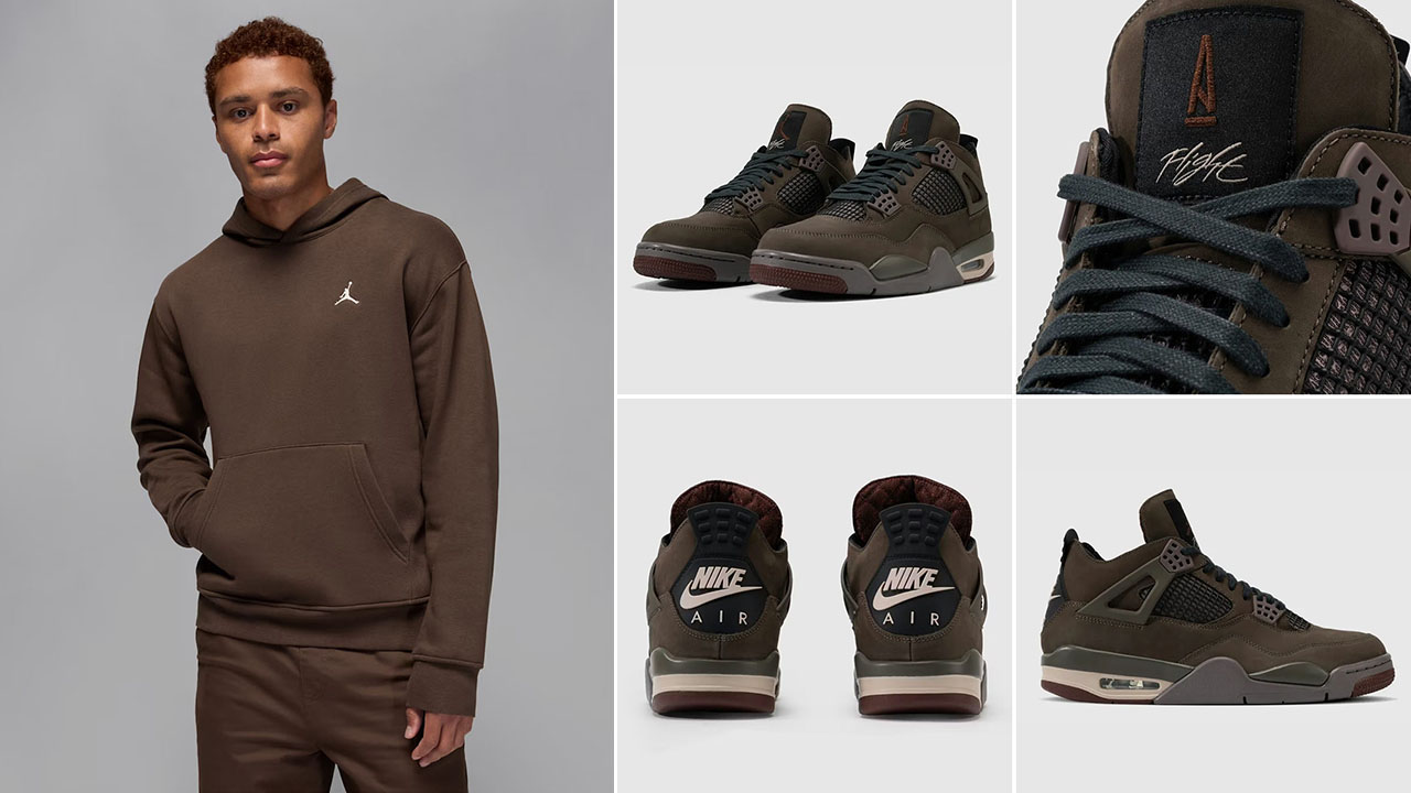 A Ma Maniere Air Jordan 4 Dark Mocha x Jordan Brooklyn Fleece Hoodie